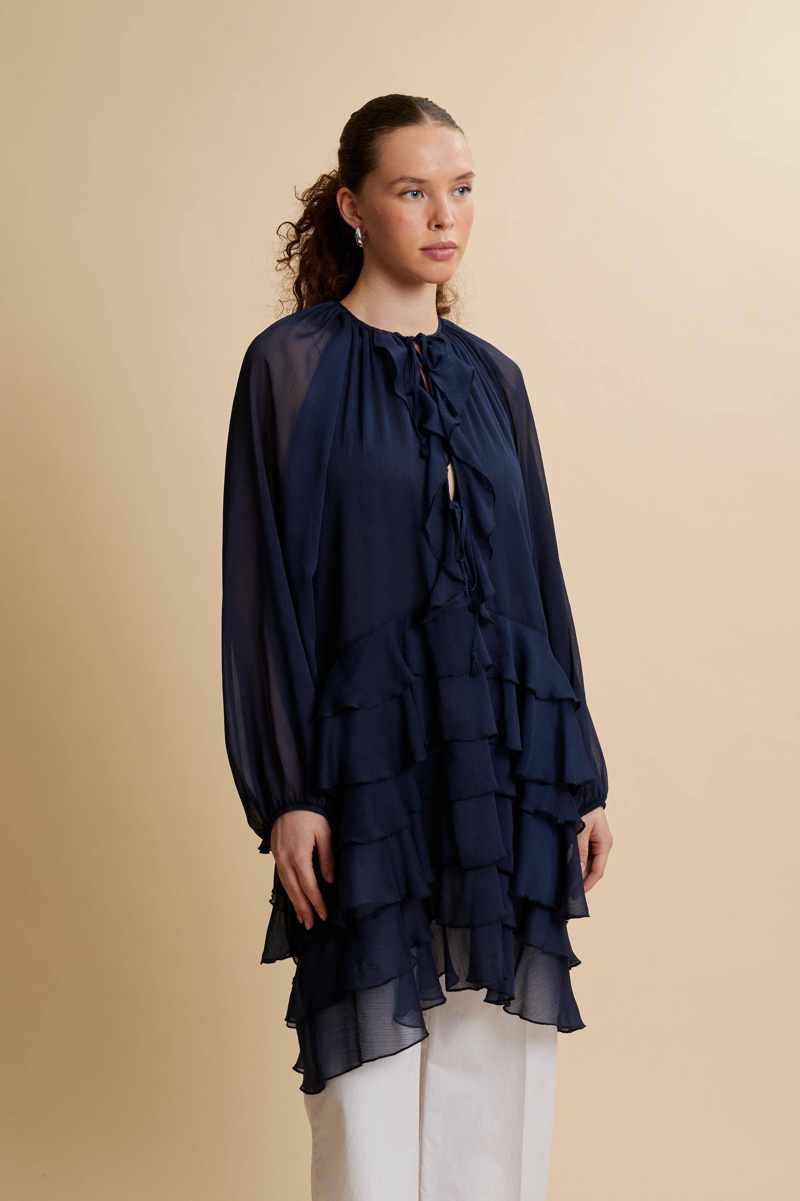 Women's crinkle chiffon dress with ruffles - Celia La Martina Women's crinkle chiffon dress with ruffles - Celia La Martina