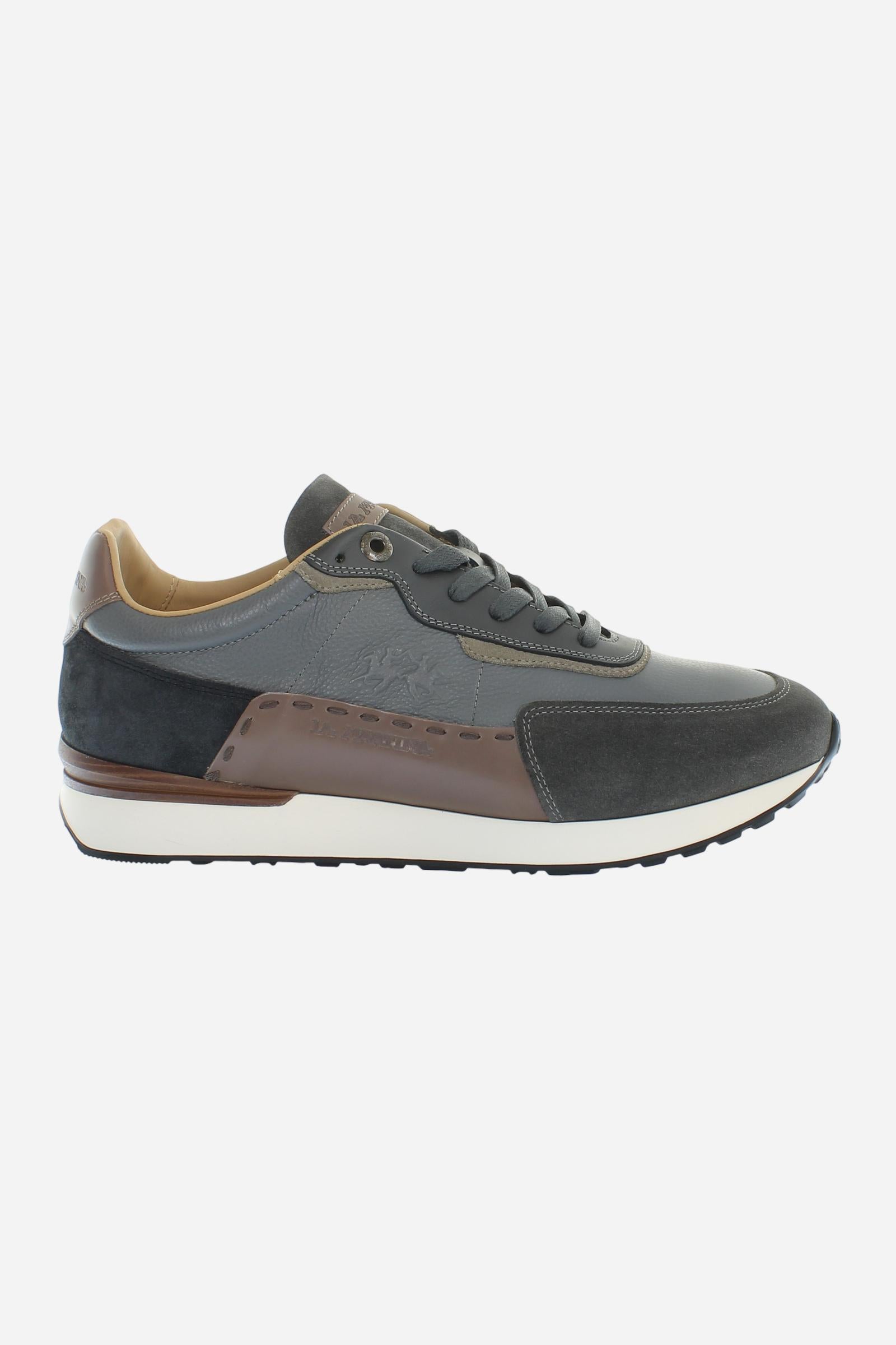 Sporty and elegant trainers in leather and suede, with ultralight technical soles in XL Extralight EVA. Perfect for anyone in search of comfort, performance and handcrafted details. - GREY/GREY