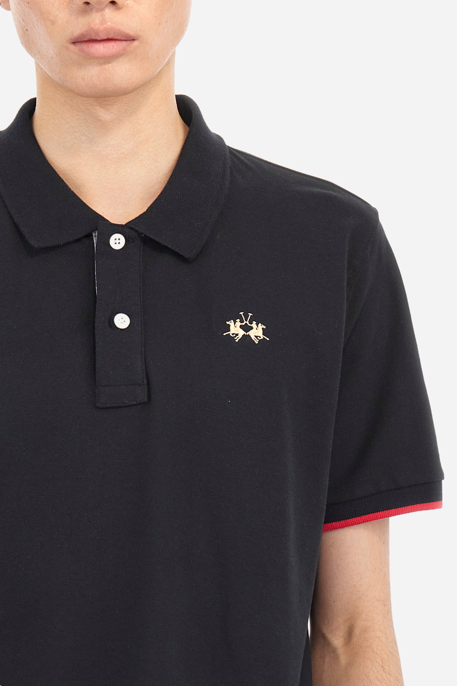 Stretch-Polo mit Kontrastbündchen - Asahi