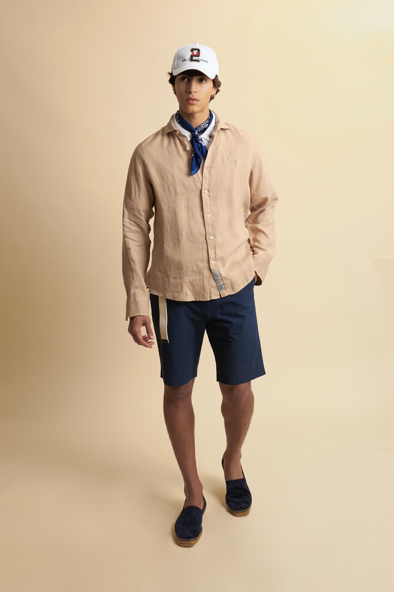 Camisa hombre regular fit en lino teñida en prenda - Innocent