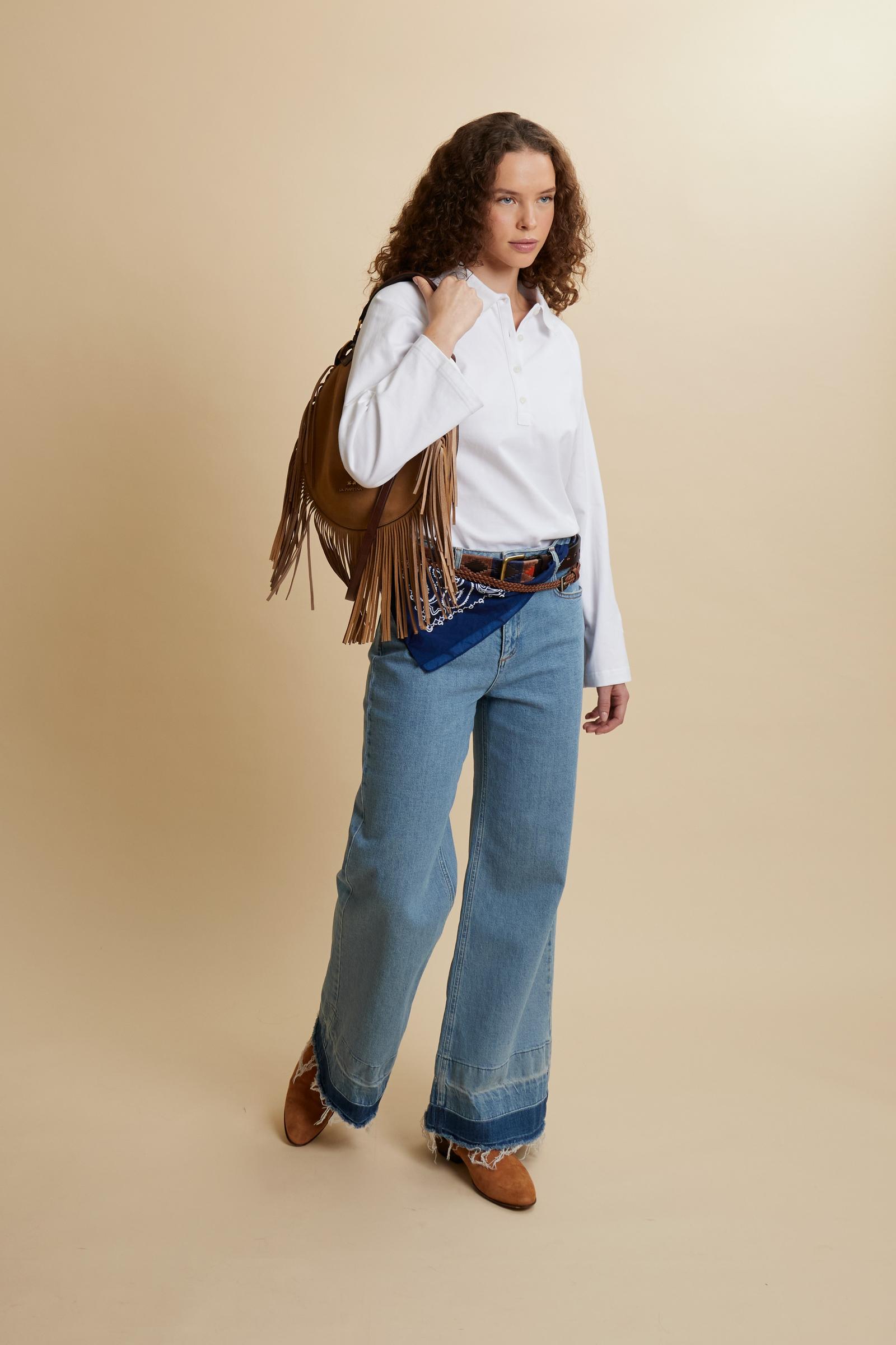 Women’s wide-leg raw-edge denim jeans – Clyde