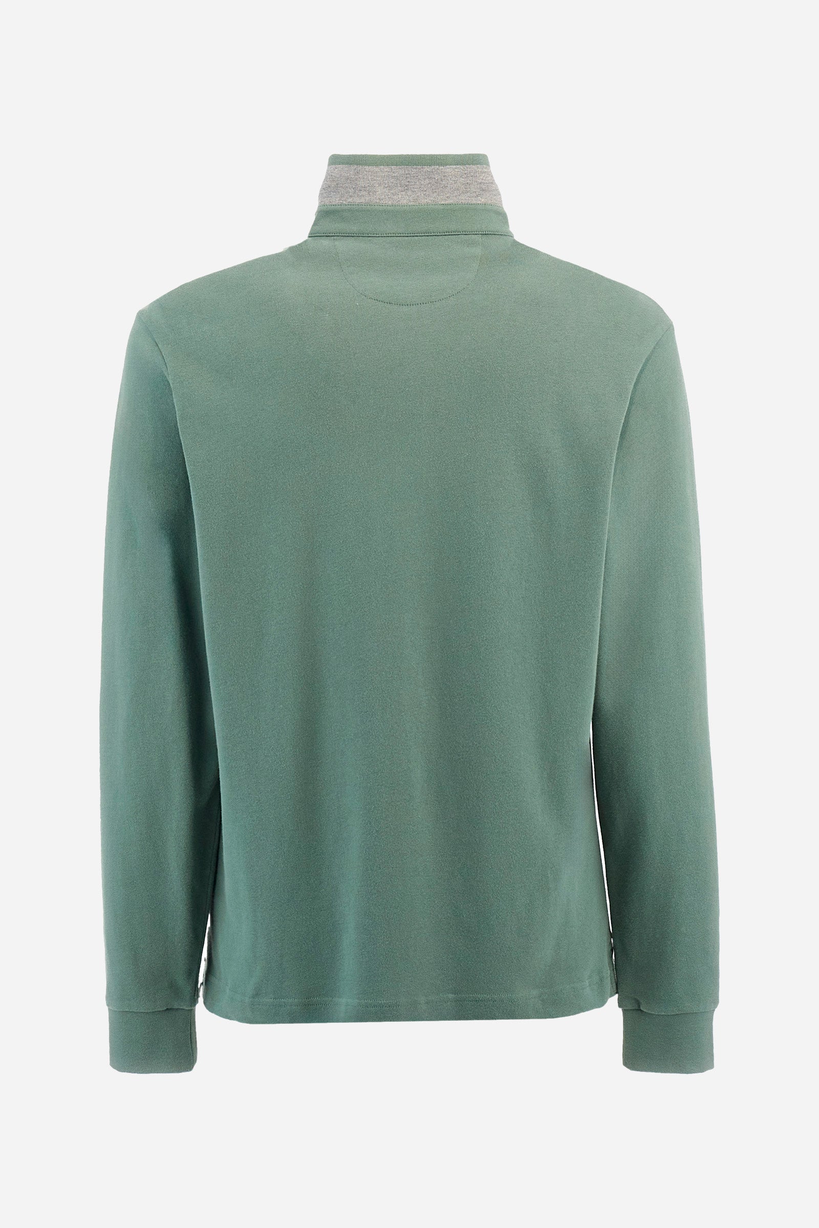 Men's long-sleeved Guards polo shirt, made from plain 100% cotton. Two-button fastening. The front is embellished with embroidery representing the line, alongside the Guards symbol and the brand logo. Regular fit. The model is wearing a size L. - Laurel Wreath