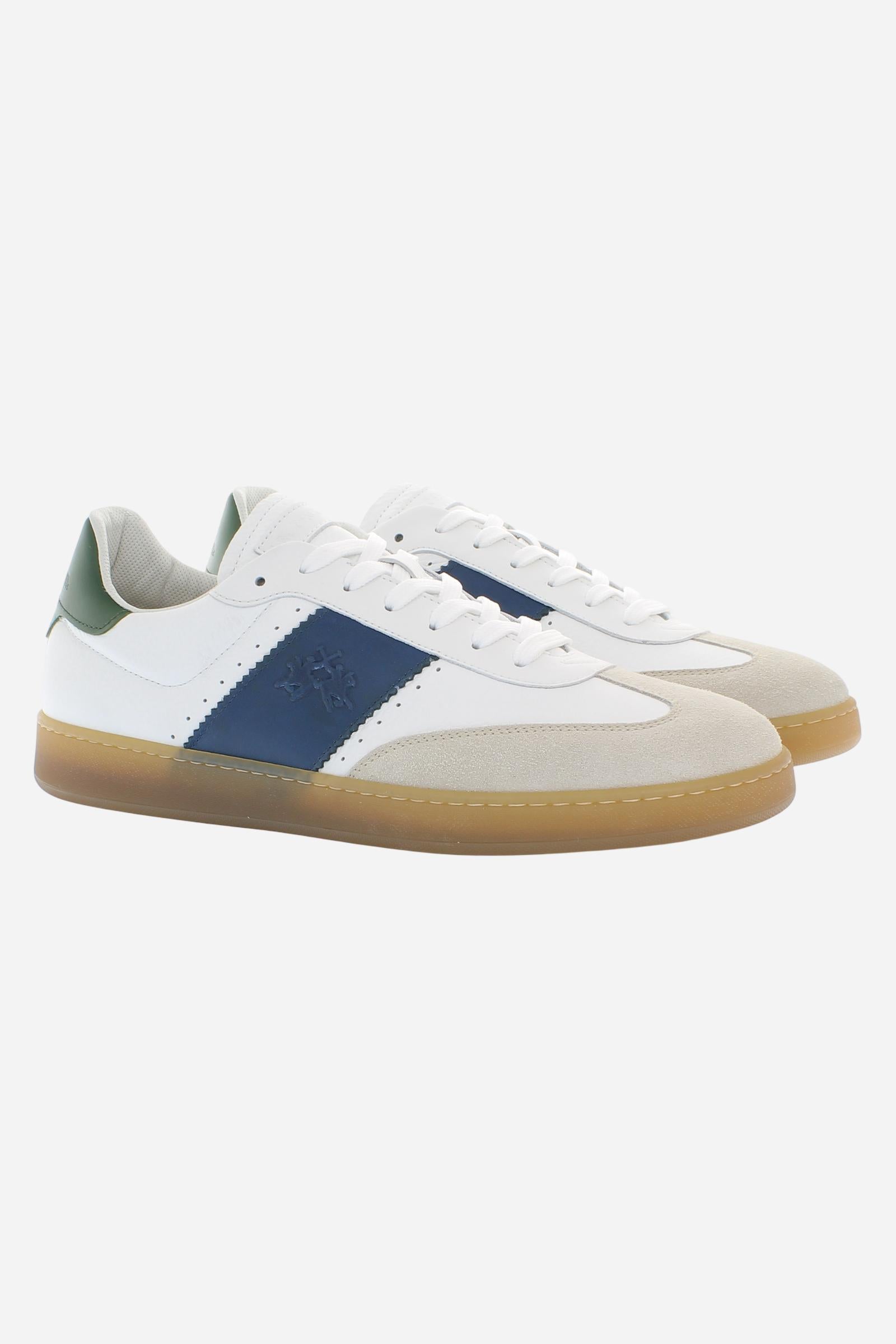Men’s Retro Court Sneakers in Leather and Suede Split – Sage