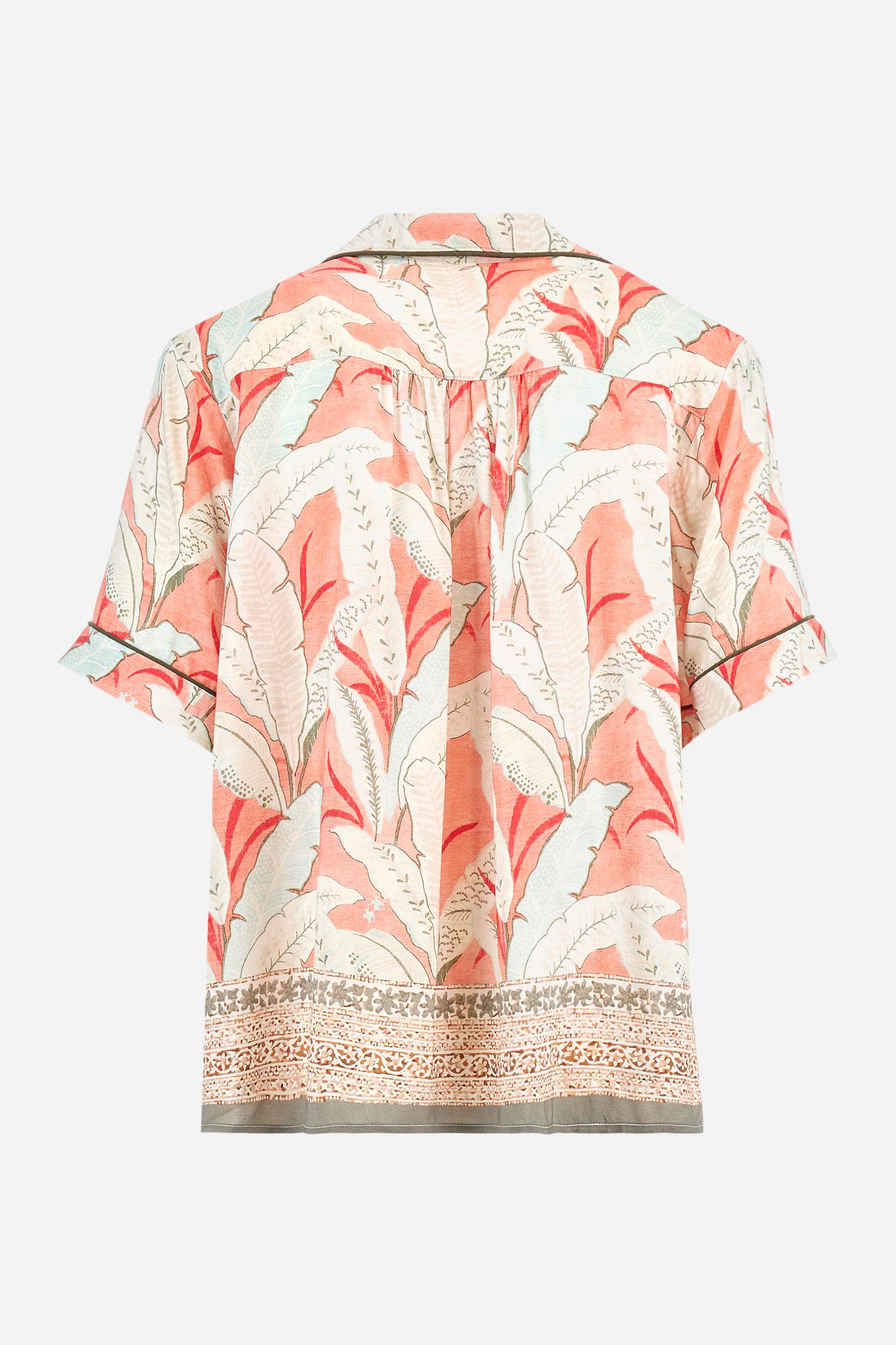 Regular fit viscose twill short-sleeve shirt - Adelle