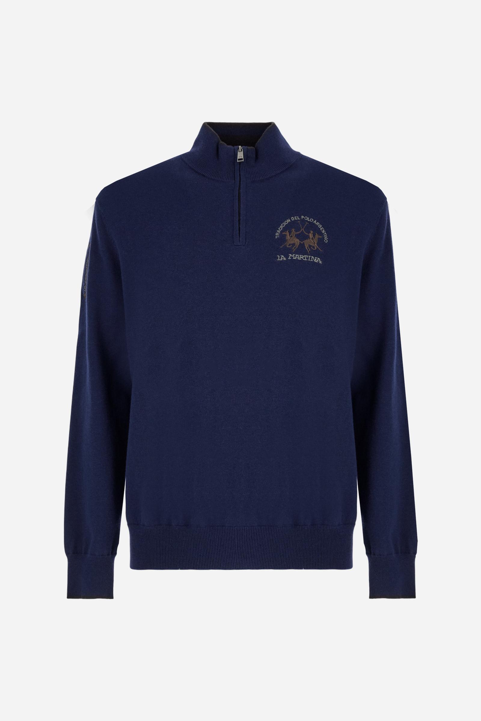 Pull homme col montant zippé en laine - Breehan