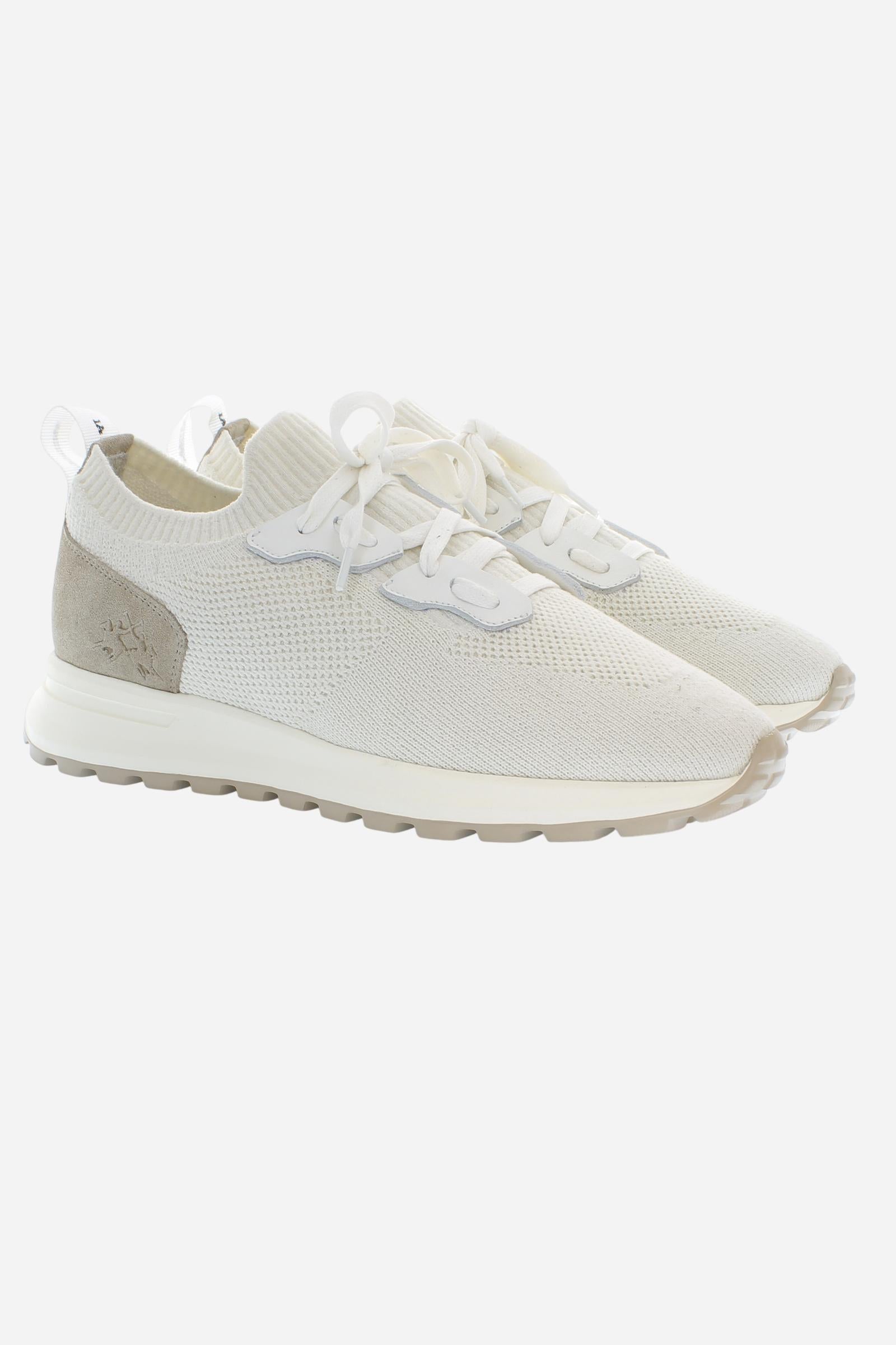 Men’s breathable knit sneakers with suede details and lightweight EVA sole. Minimal design with heel logo. - Off White