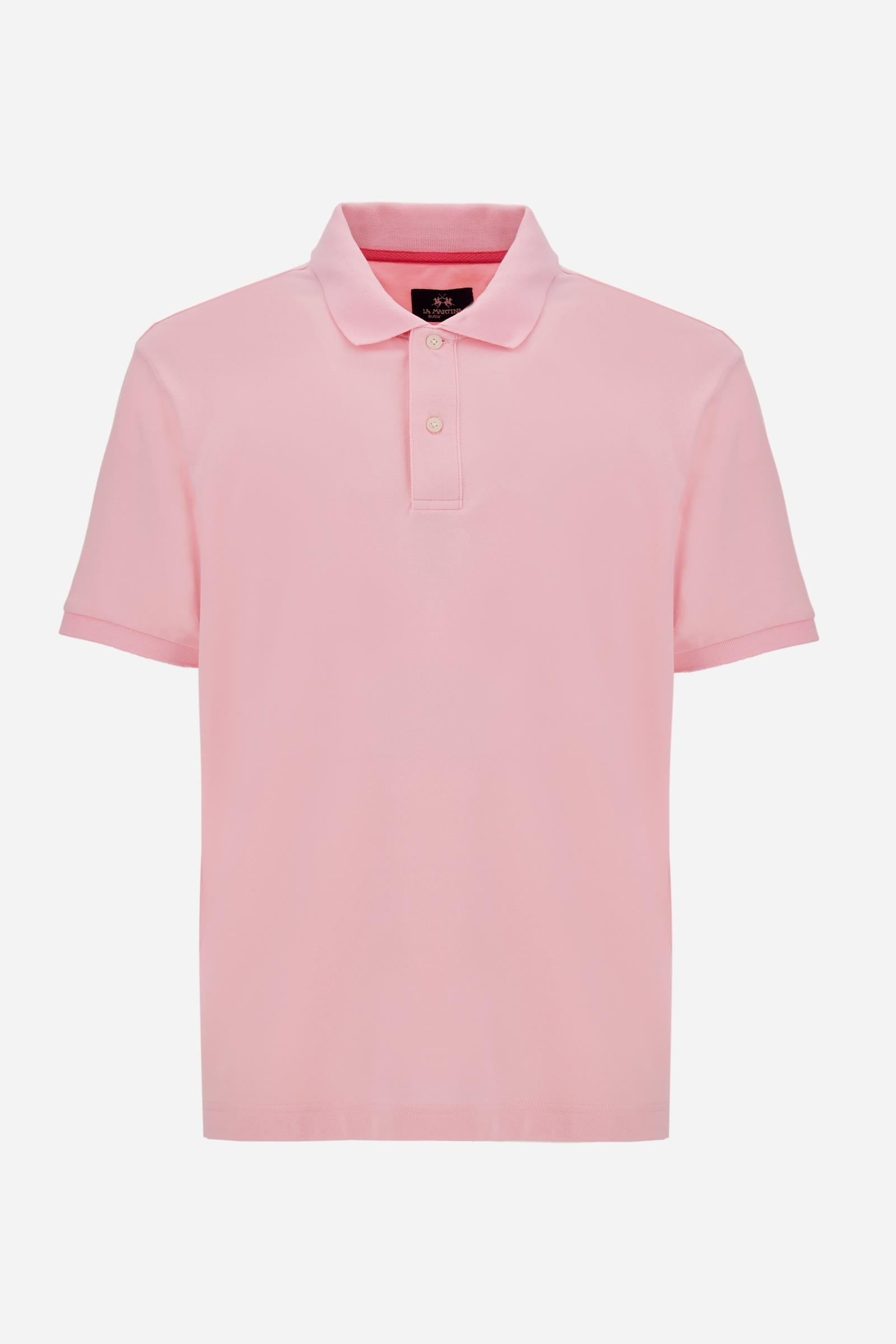Men’s stretch piqué polo with tricolor logo - Eduardo