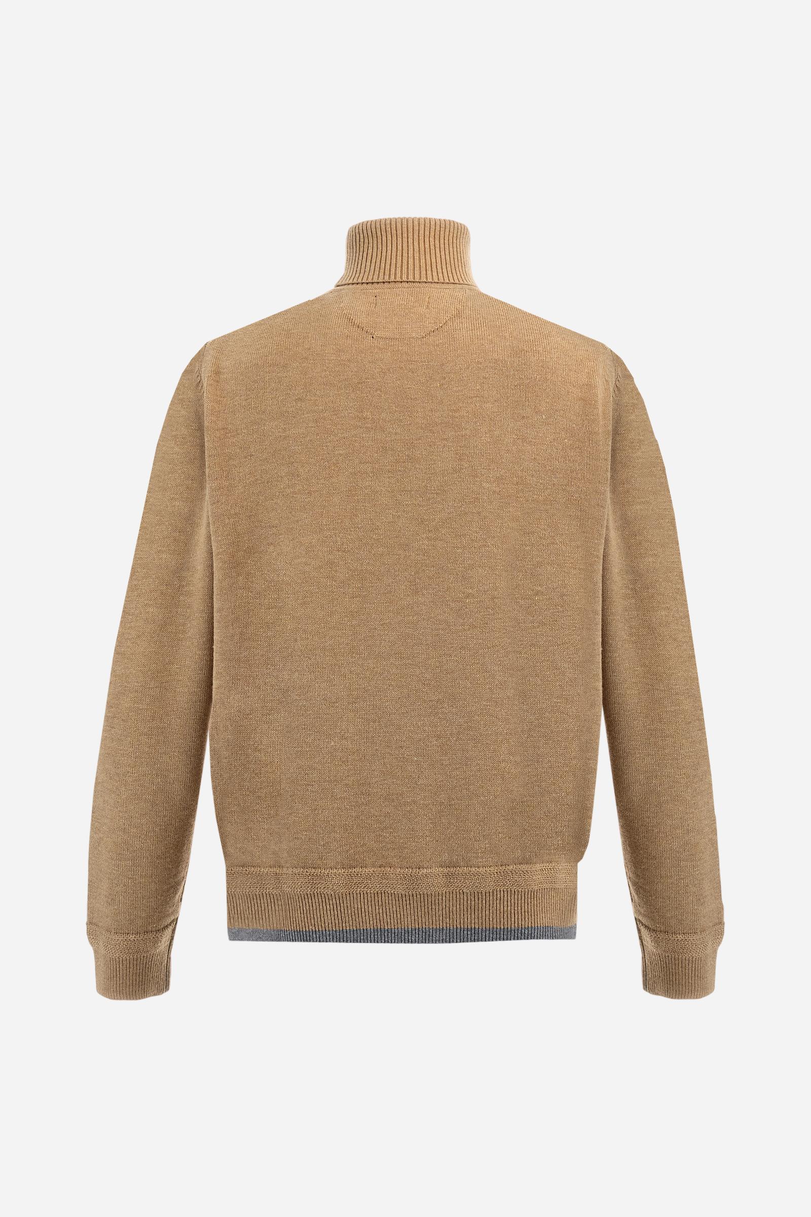 Men’s cotton/wool mock‑neck knit - Bento