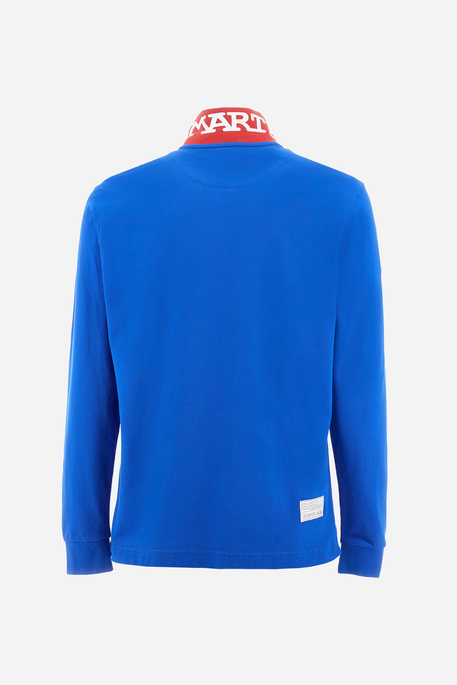 Men's long-sleeved polo shirt in stretch cotton with a regular fit - Blue Scotland