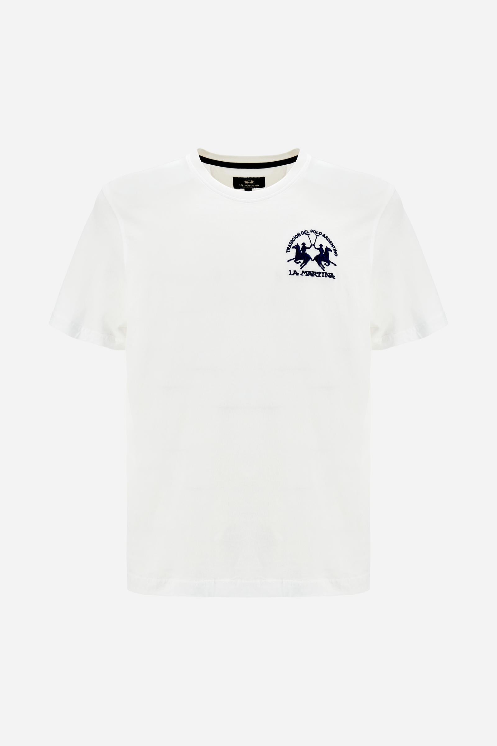 Men’s cotton jersey T-shirt with regular fit and iconic team logo embroidered on the chest. - Optic White