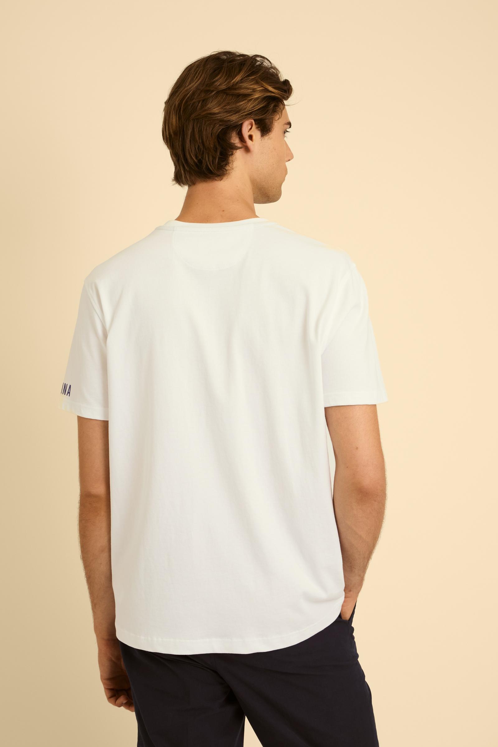 Men’s short-sleeve cotton jersey T-shirt with a contemporary, clean design. Contemporary fit and bold blue graphics inspired by the “Player” theme. - Optic White