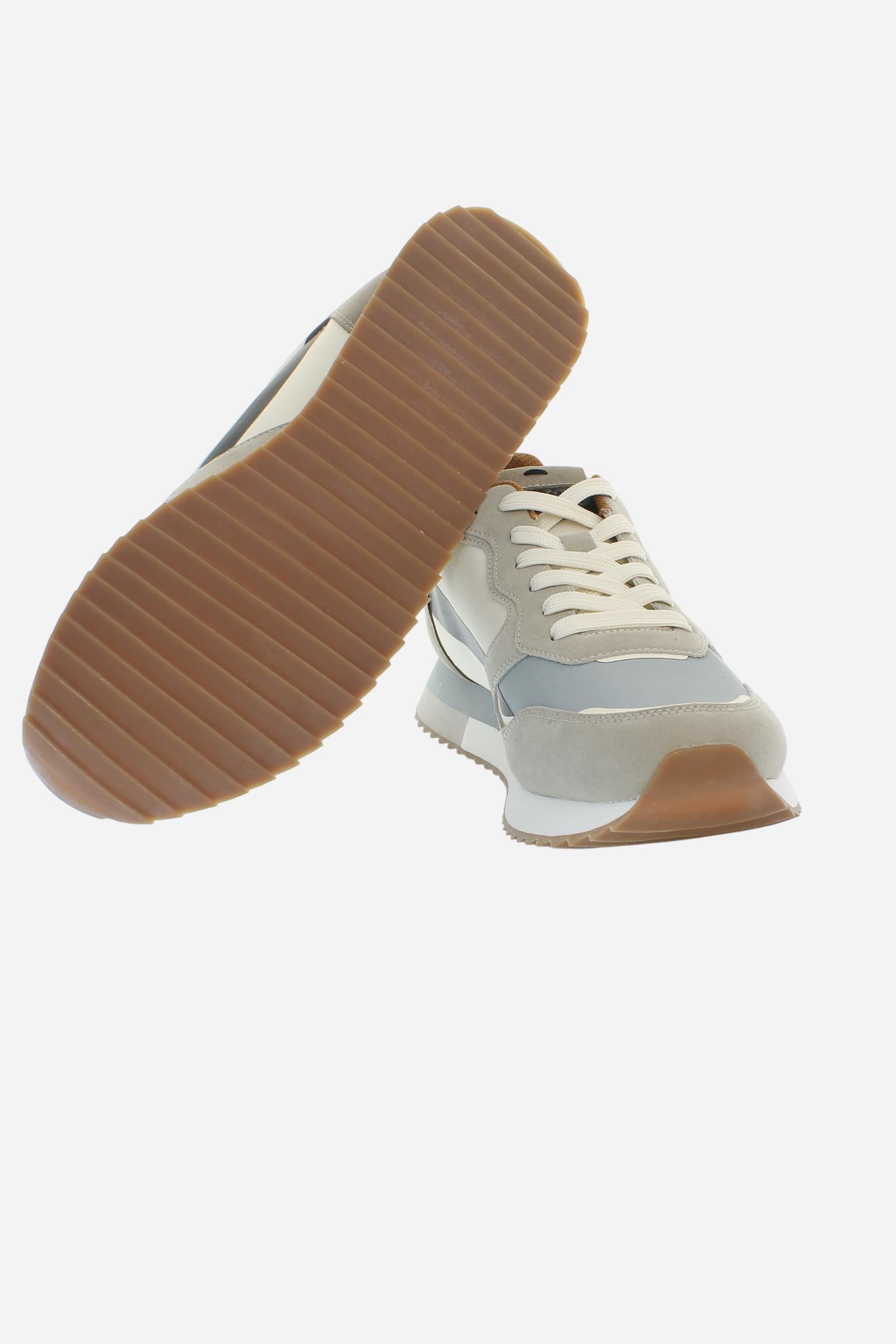 La Bombonera casual trainers with technical fabric, suede and rubber inserts. Urban design meets hand-stitched craftsmanship for a unique style. - BEIGE/GREY