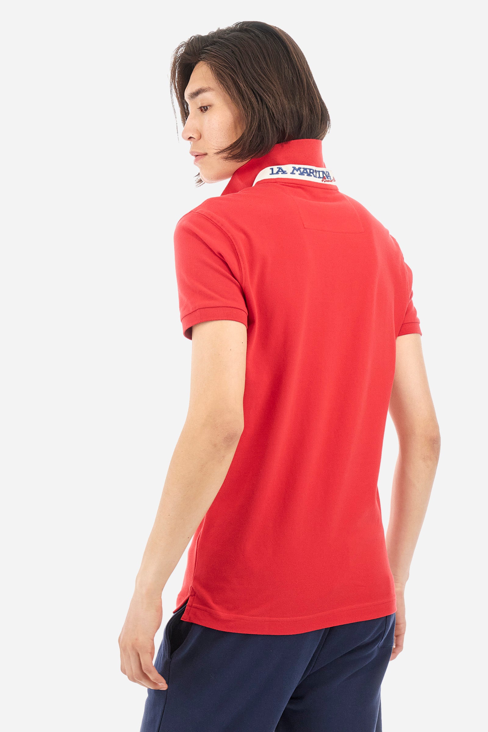 Men's short-sleeved, slim-fit polo shirt. A classic model with a contrasting embroidered La Martina logo-embellished chest. Perfect when worn with a pair of jeans from the collection. - Formula One