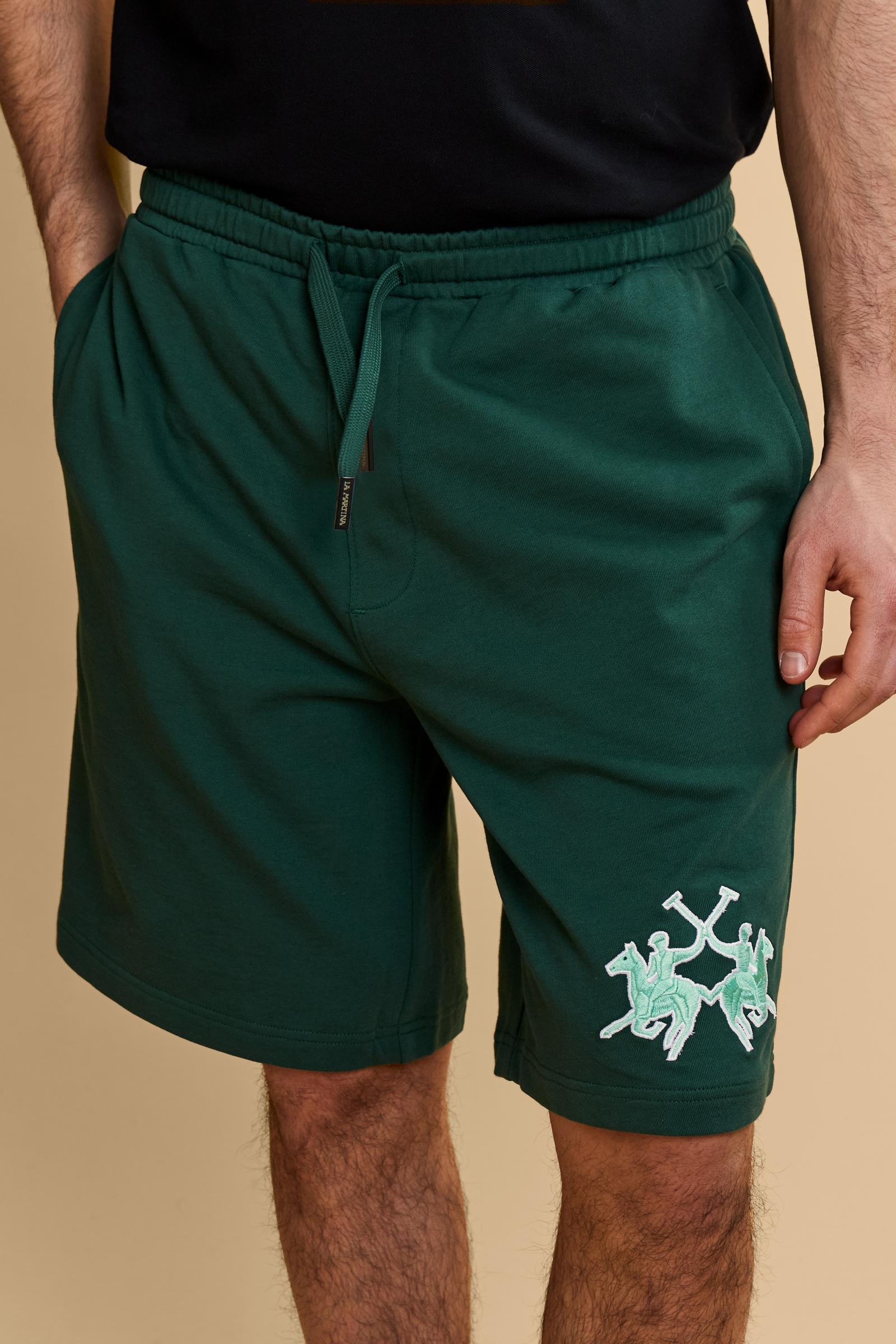 Men's bermuda shorts in cotton sweatshirt fabric with maxi logo - Remi