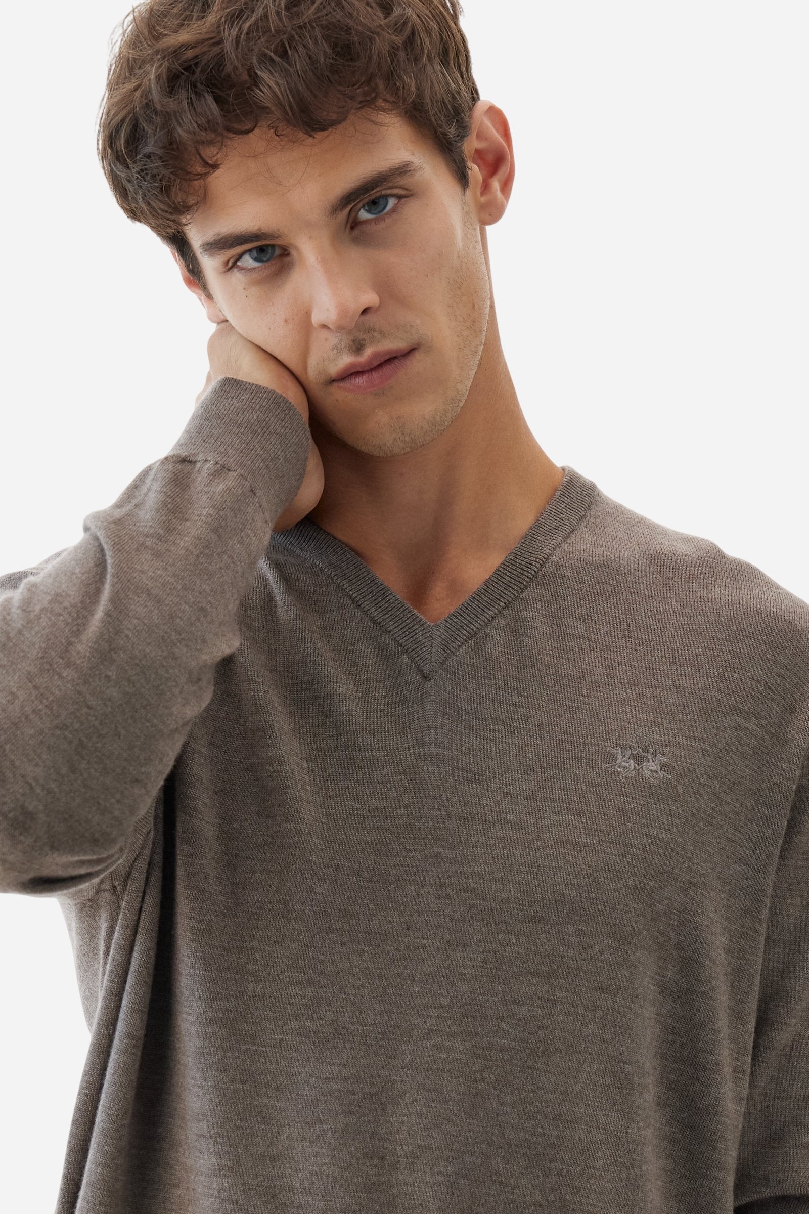 Men’s merino wool V-neck sweater - Barrie