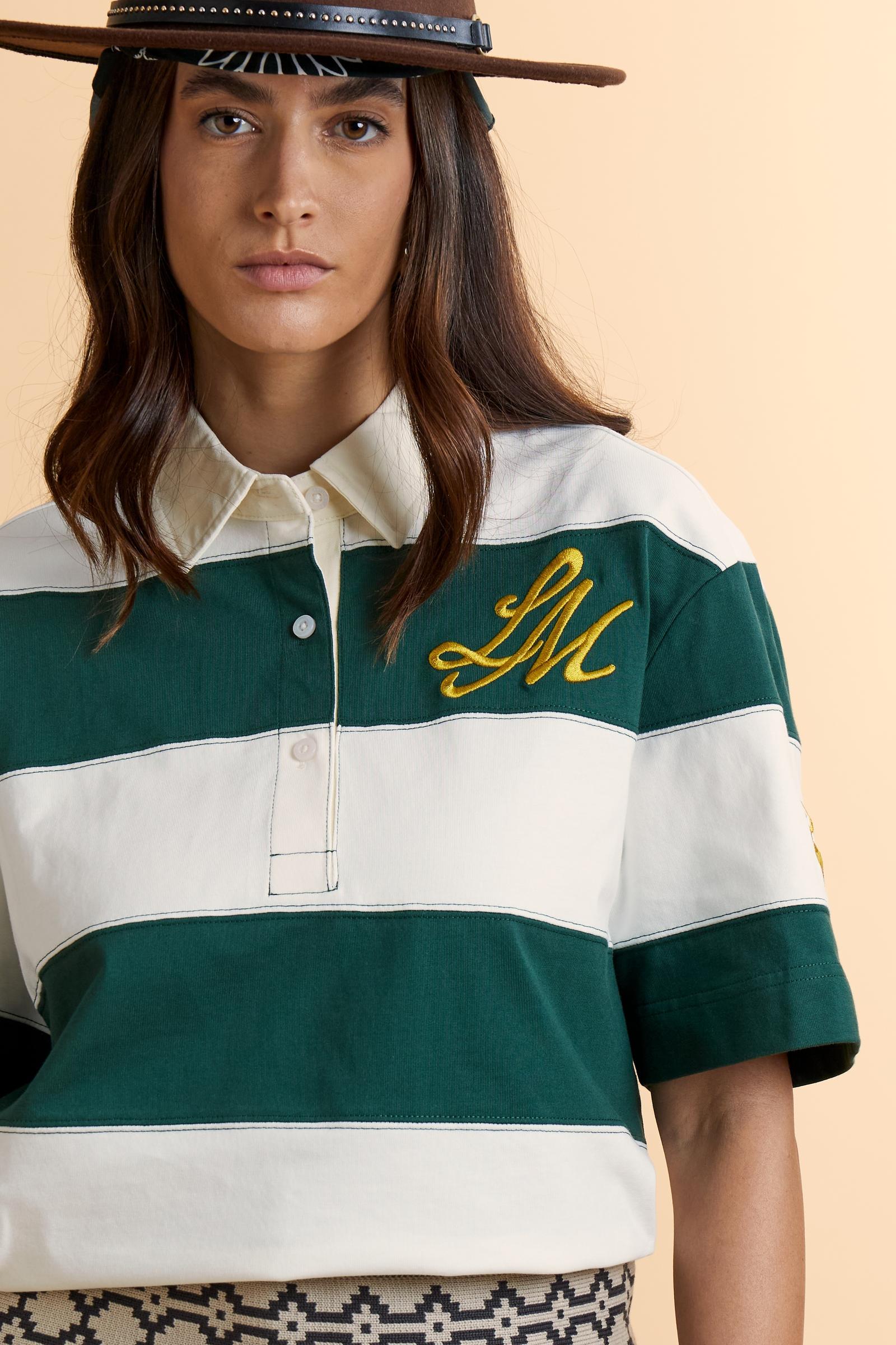 Damen Rugby-Poloshirt aus schwerem Baumwolljersey mit Maxi-Streifen - Christina