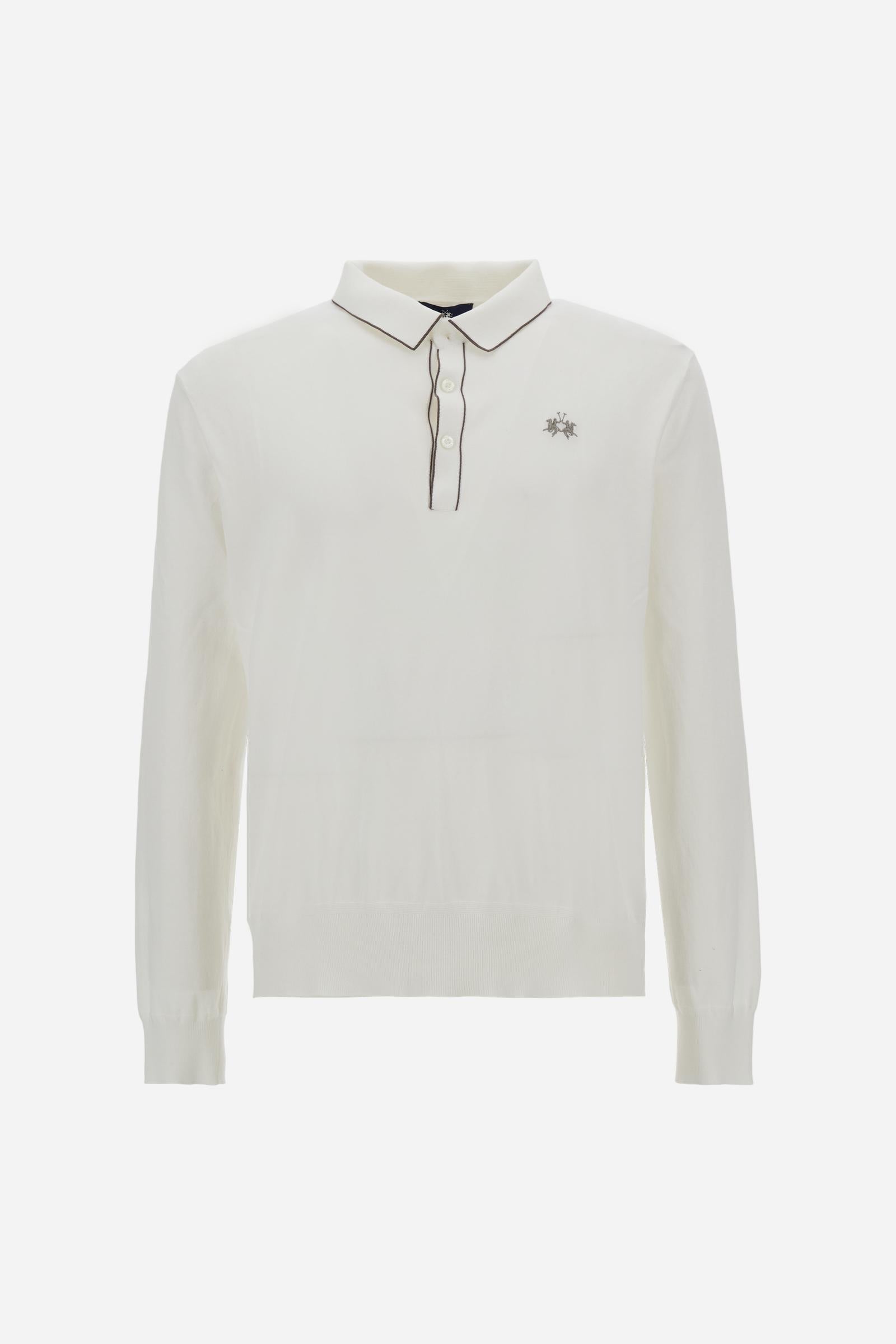 Men’s long-sleeve silk touch cotton polo - Crisanto