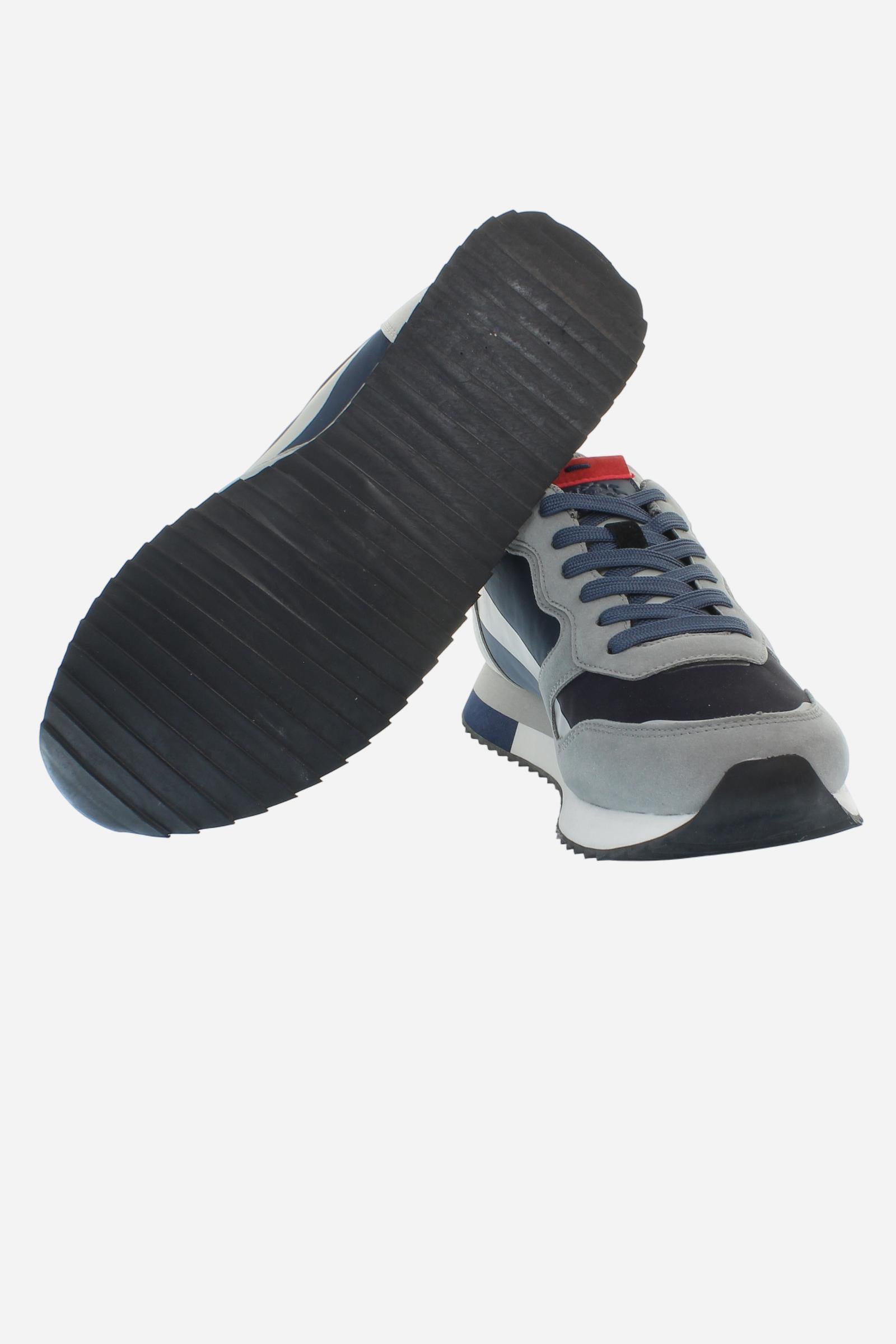 La Bombonera casual trainers with technical fabric, suede and rubber inserts. Urban design meets hand-stitched craftsmanship for a unique style. - GRAY/BLACK