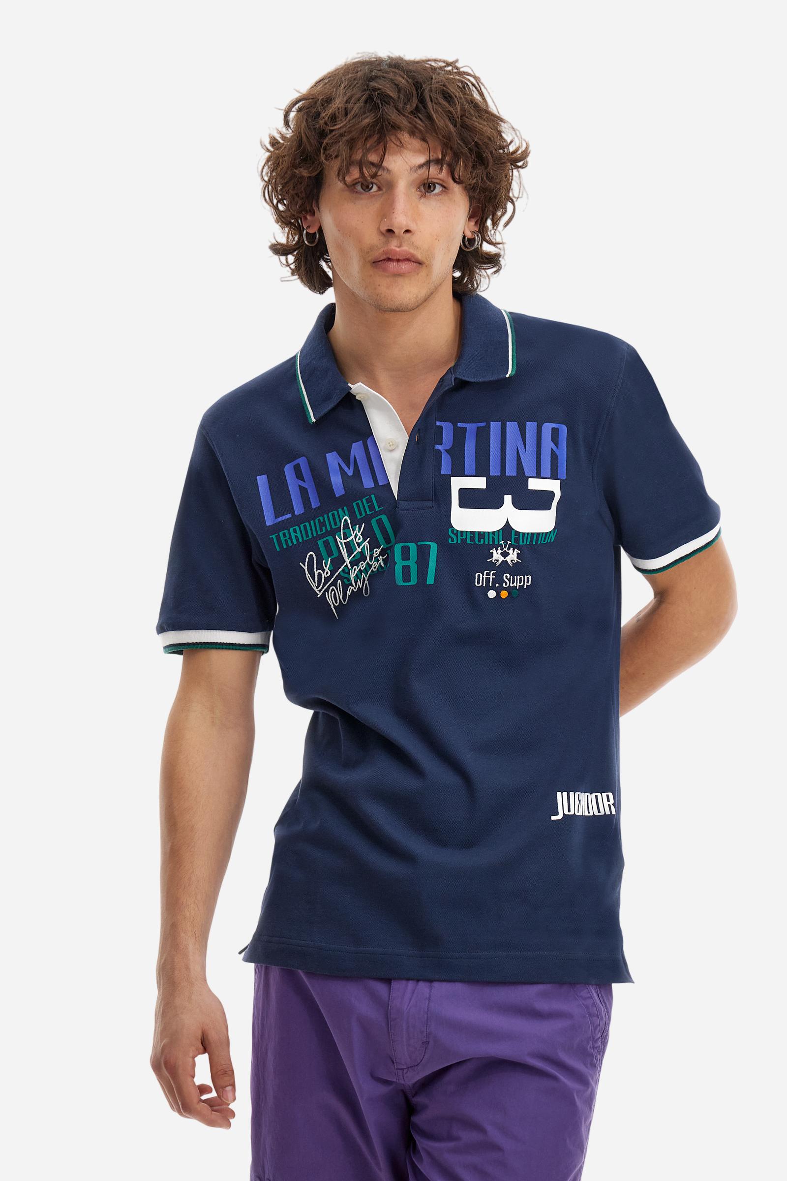 Regular fit polo shirt in stretch cotton piqué - Adelqui