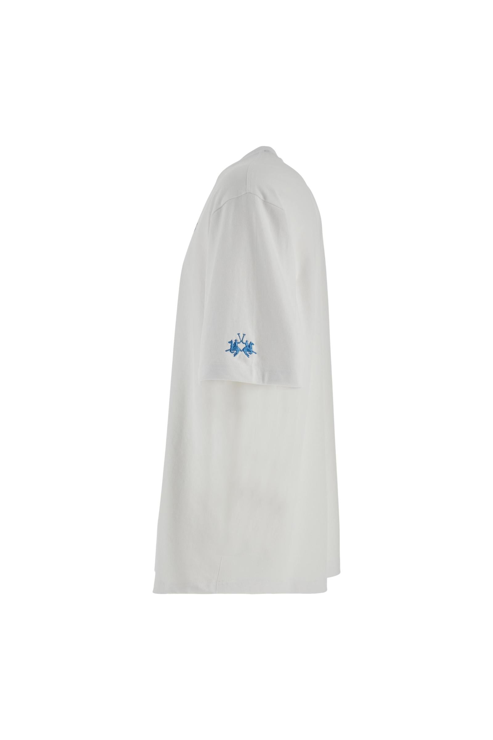 Men’s short-sleeved cotton jersey T-shirt with La Martina shield - Ceferino