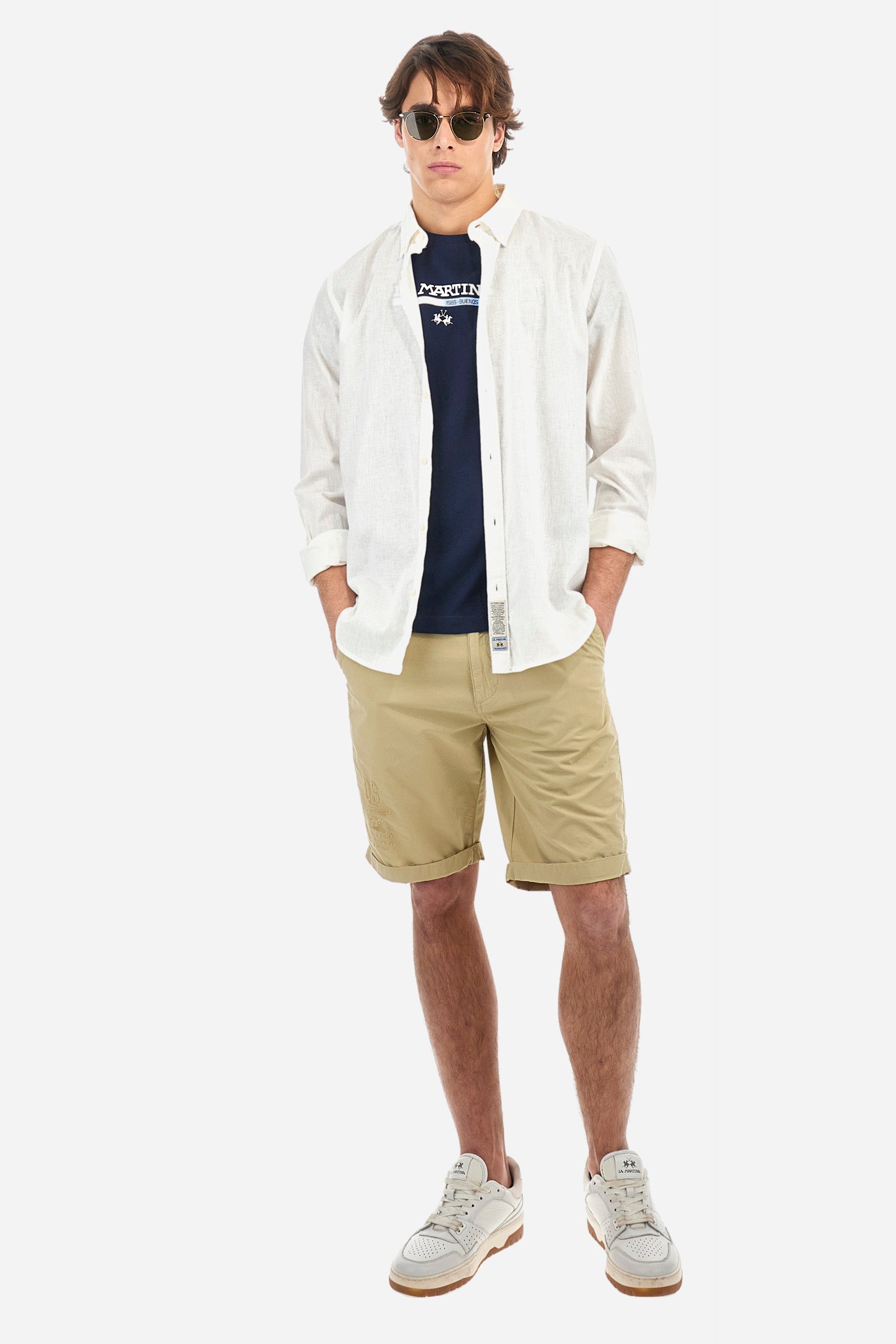 Cotton T-shirt with contrast logo - Anwar