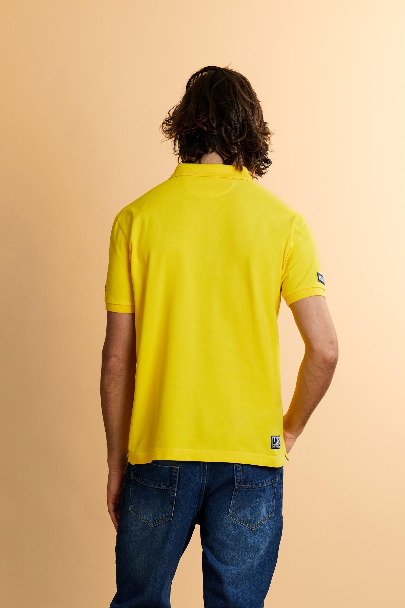 Men’s cotton piqué polo with regular fit. Nations collection featuring country-inspired graphics. - Empire Yellow