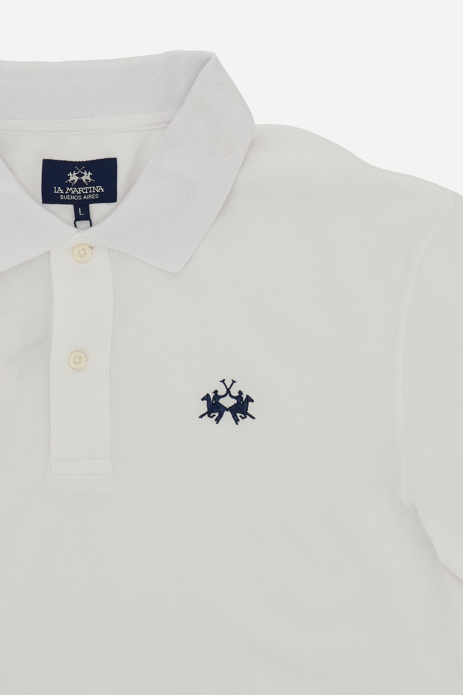 Men’s short-sleeve stretch piqué polo. Two-button placket and ribbed details, with a regular fit. Iconic style characterised by applied logo and patches. - Optic White