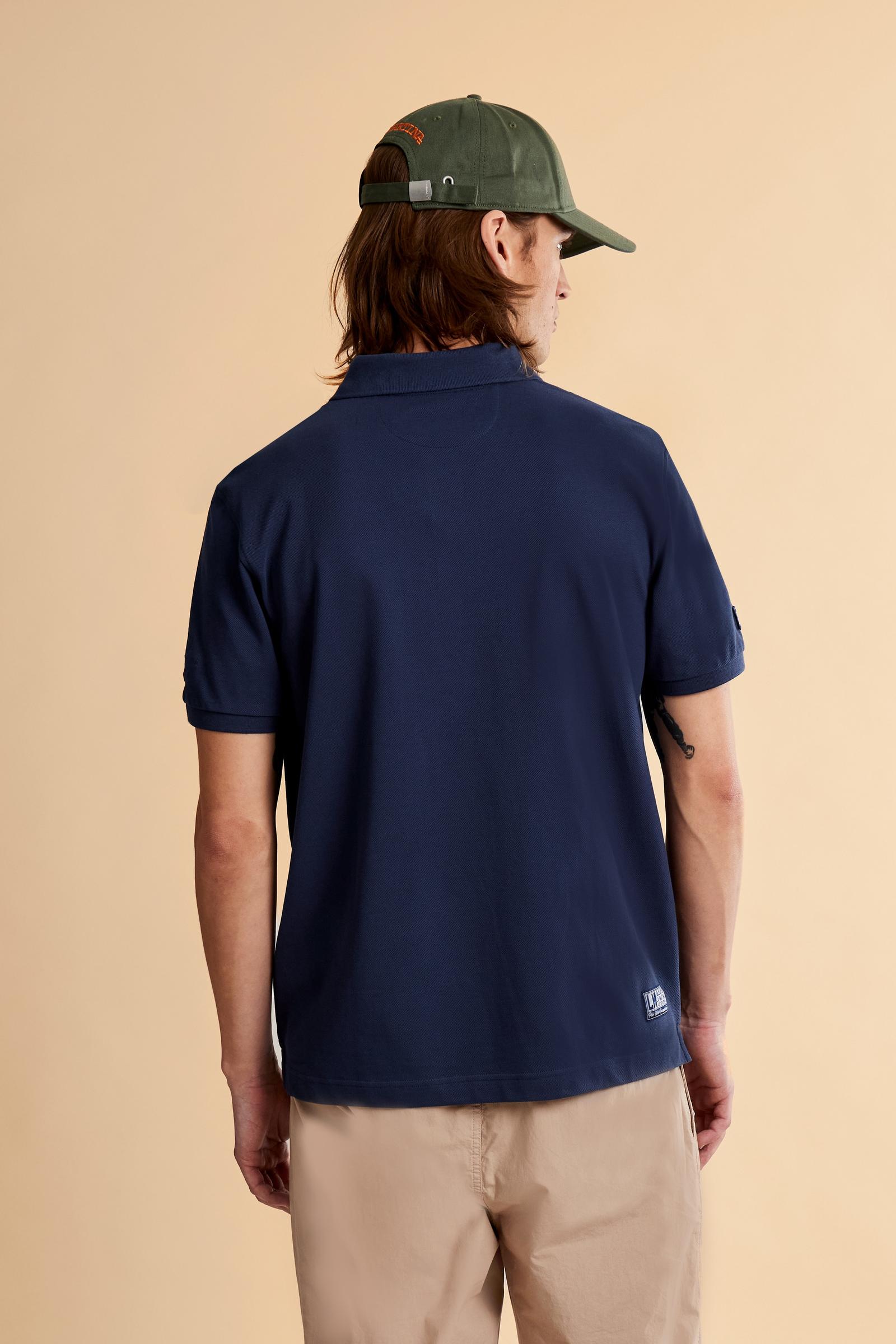 Men’s cotton piqué polo with regular fit. Nations collection featuring country-inspired graphics. - Navy