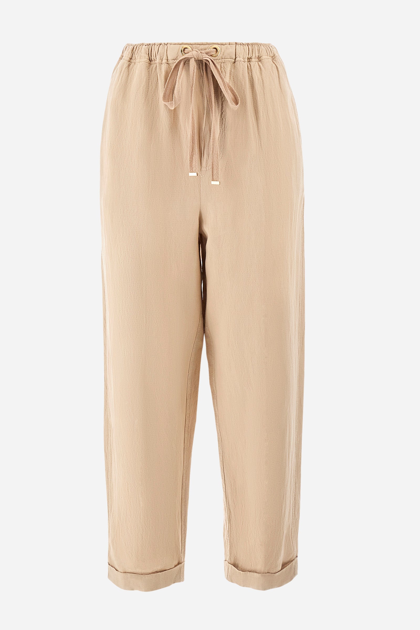 Women’s trousers in solid color, made of oxford fabric. Drawstring waist along with laces to comfortably adjust the closure. Two front pockets and two back welt pockets. The logo is applied on the back and on a metal plate sewn into the front. The fit is regular. The model wears a size 2. - Tidal Foam
