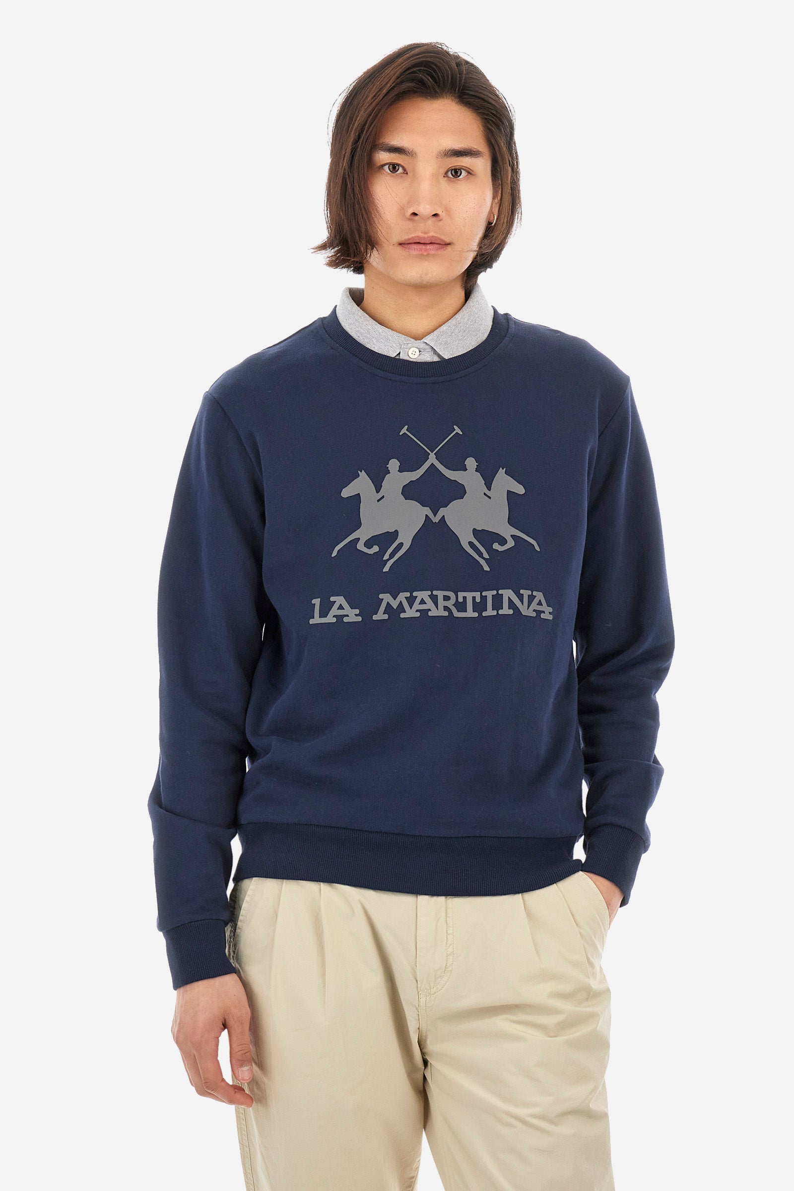 Men's crew-neck sweatshirt in a regular fit Domingo La Martina