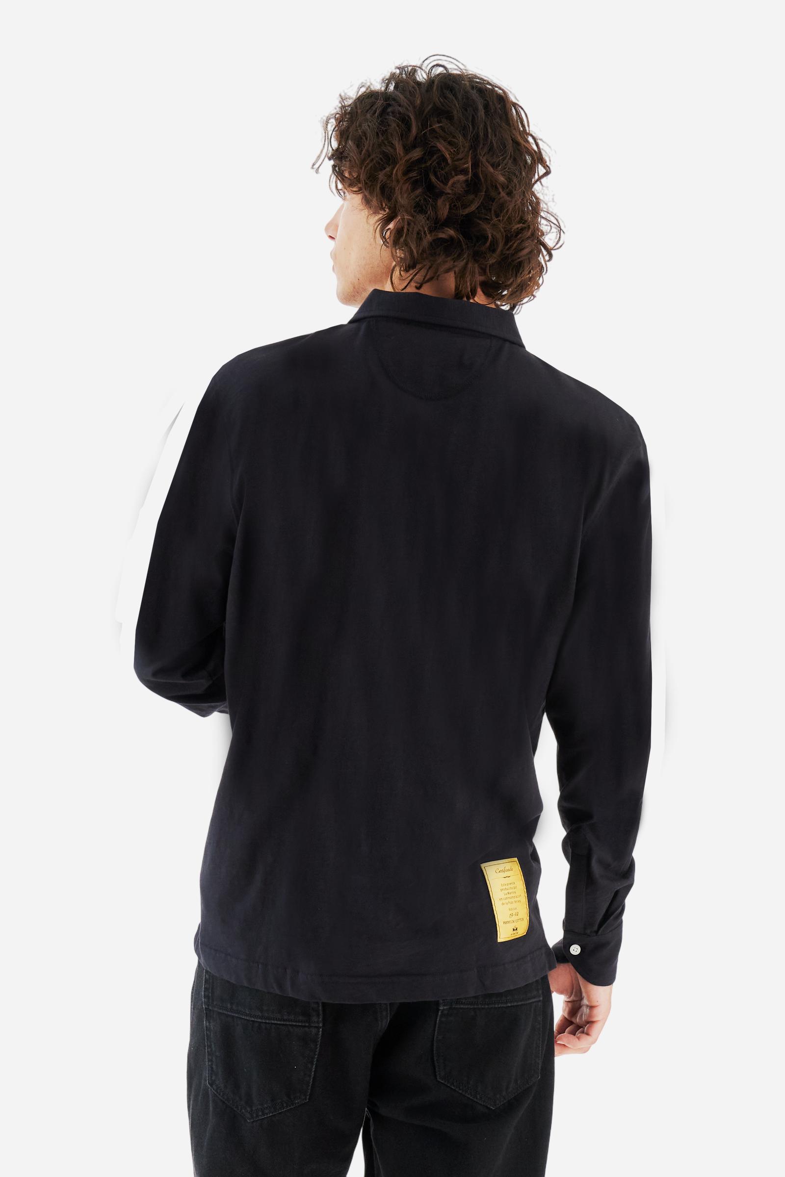 Men’s long‑sleeve polo in slub jersey - Briscoe