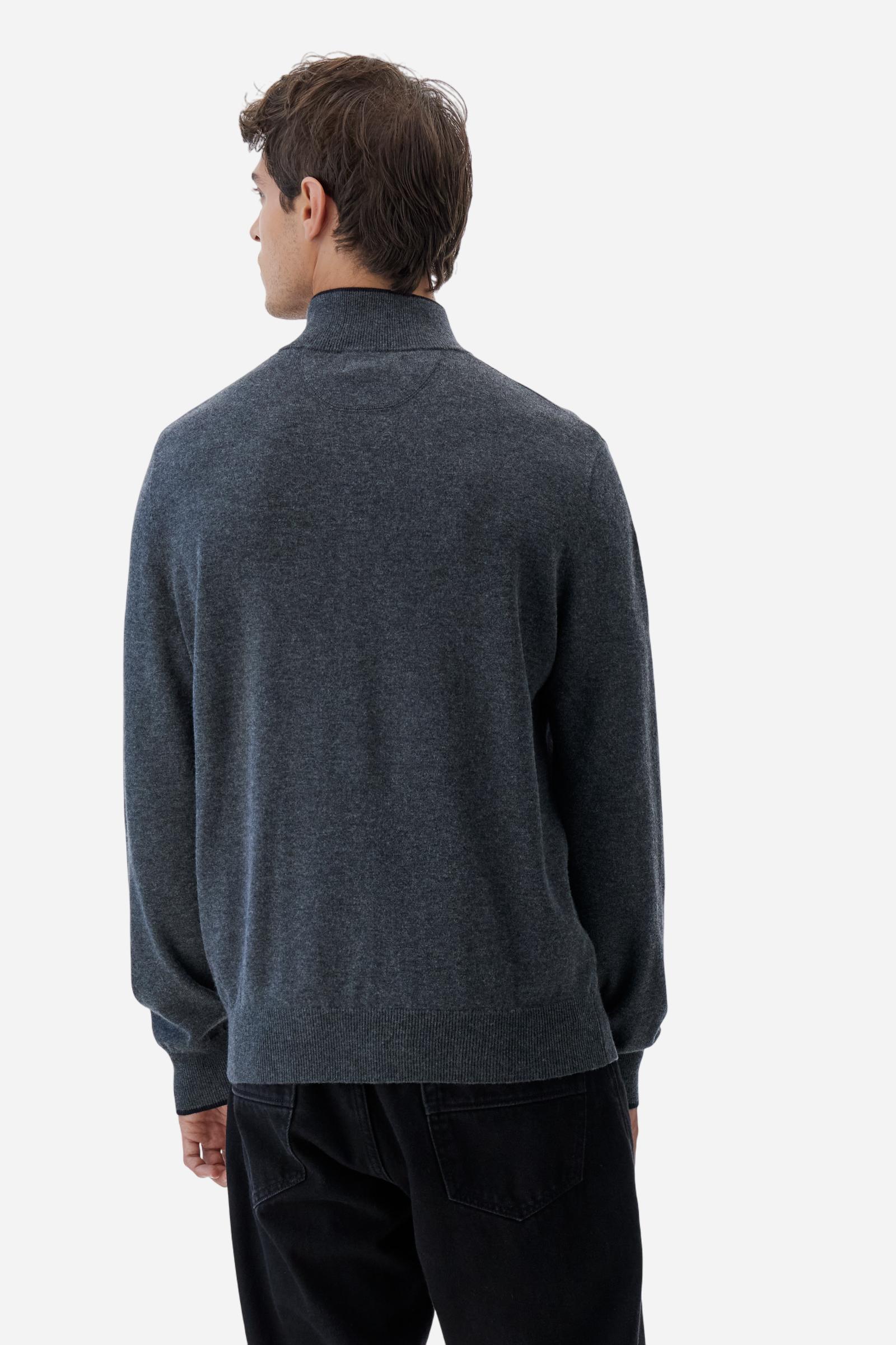 Men’s wool half‑zip mock‑neck sweater - Breehan