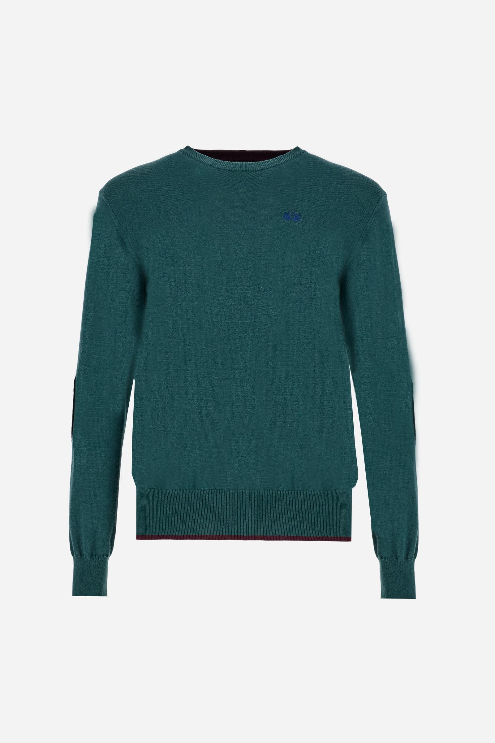 Men’s crew neck sweater with elbow patches - Bobbiejo