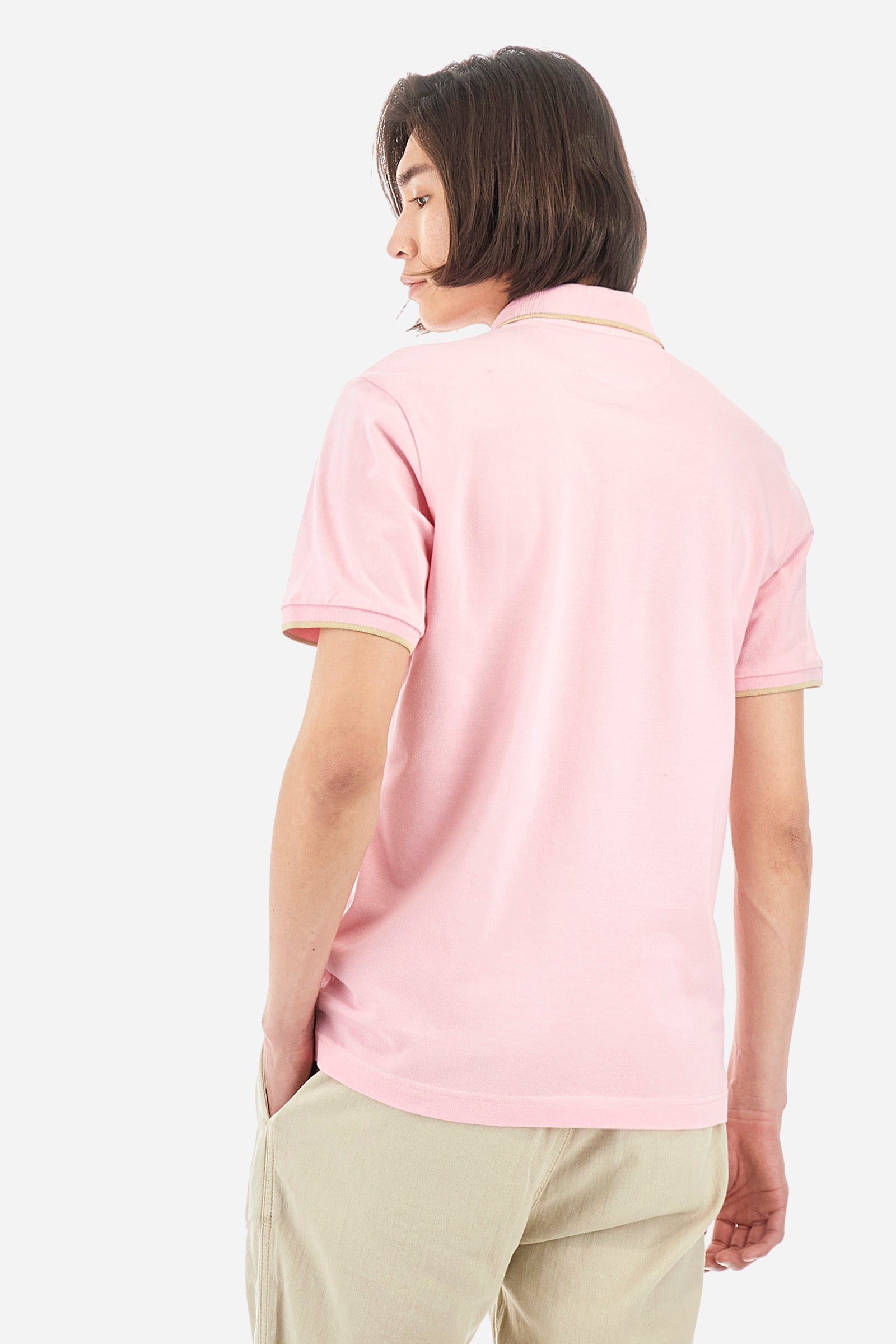Men’s short-sleeved polo shirt in regular fit pique cotton - Best Price - Orchid Pink