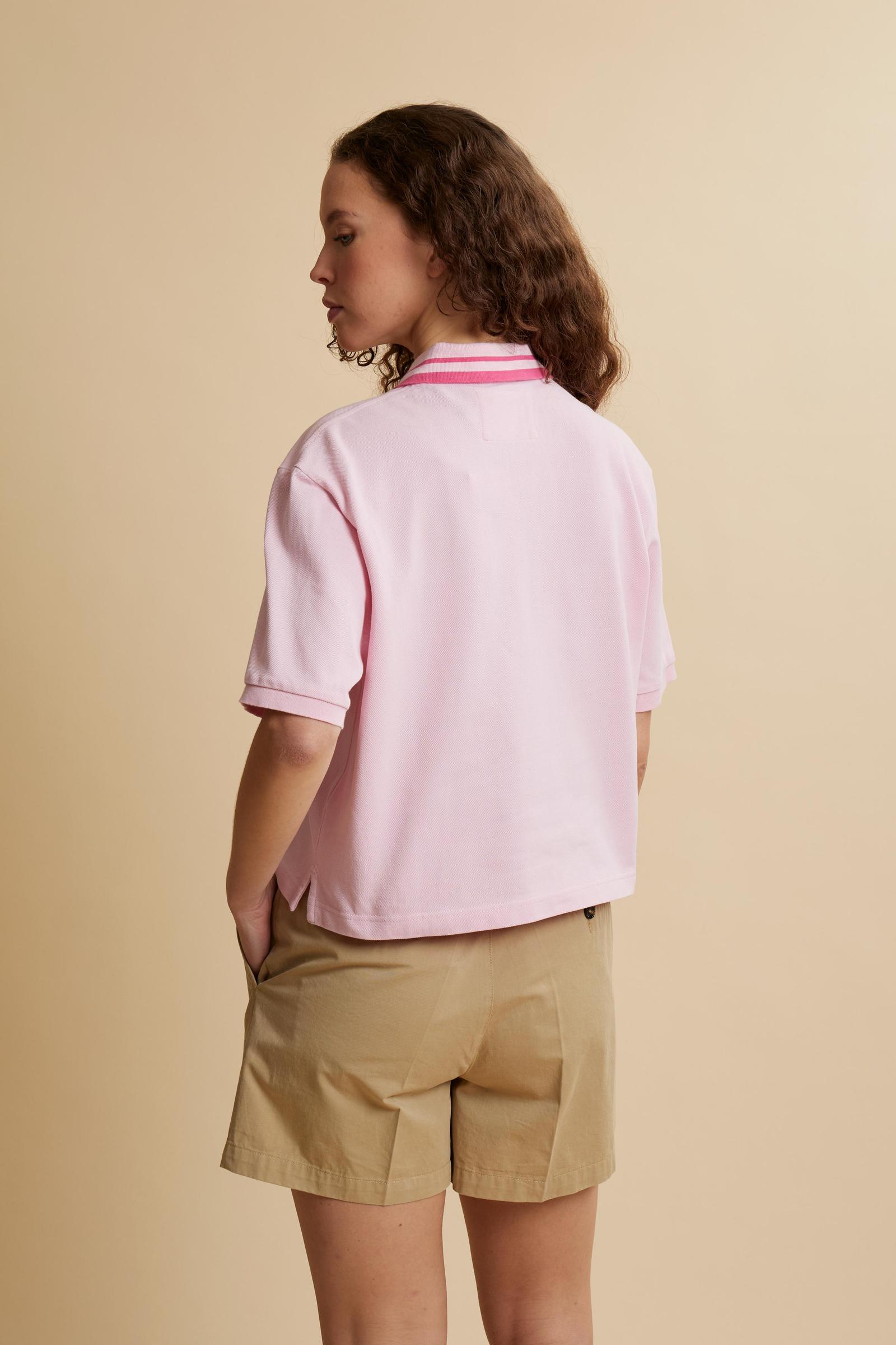 Women's crop fit polo in piqué with maxi logo - Clementina