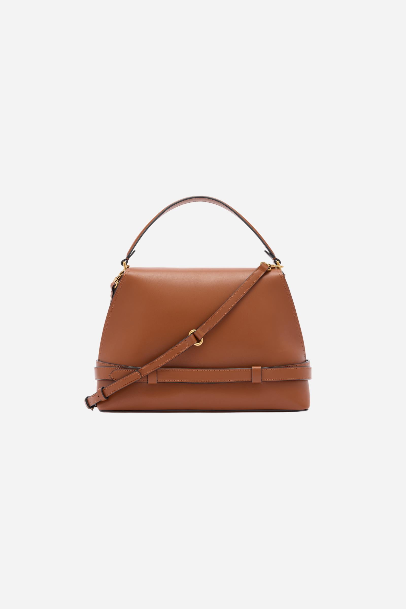 Trapeze tote bag in calfskin leather with flap – Selva