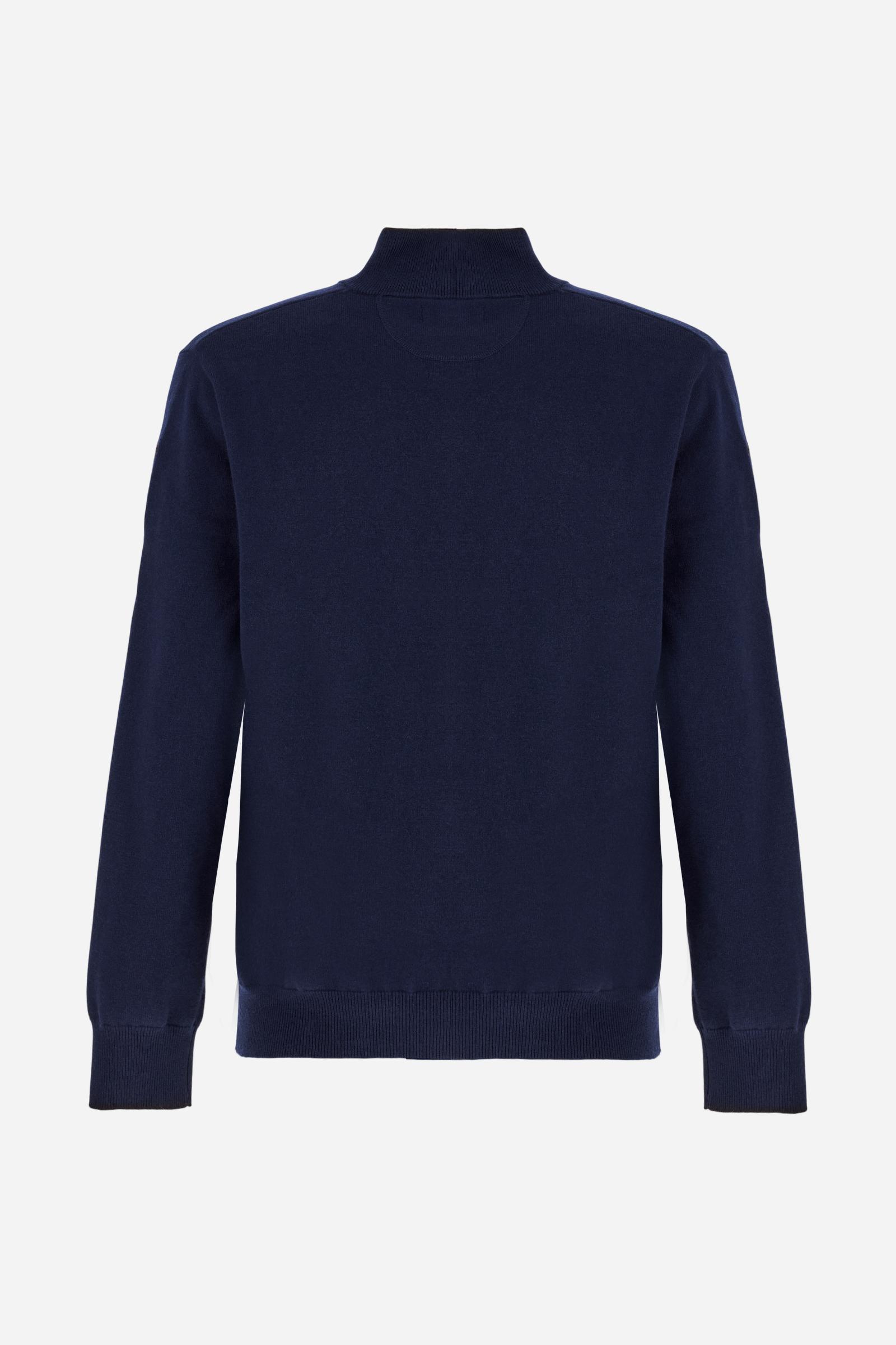Pull homme col montant zippé en laine - Breehan