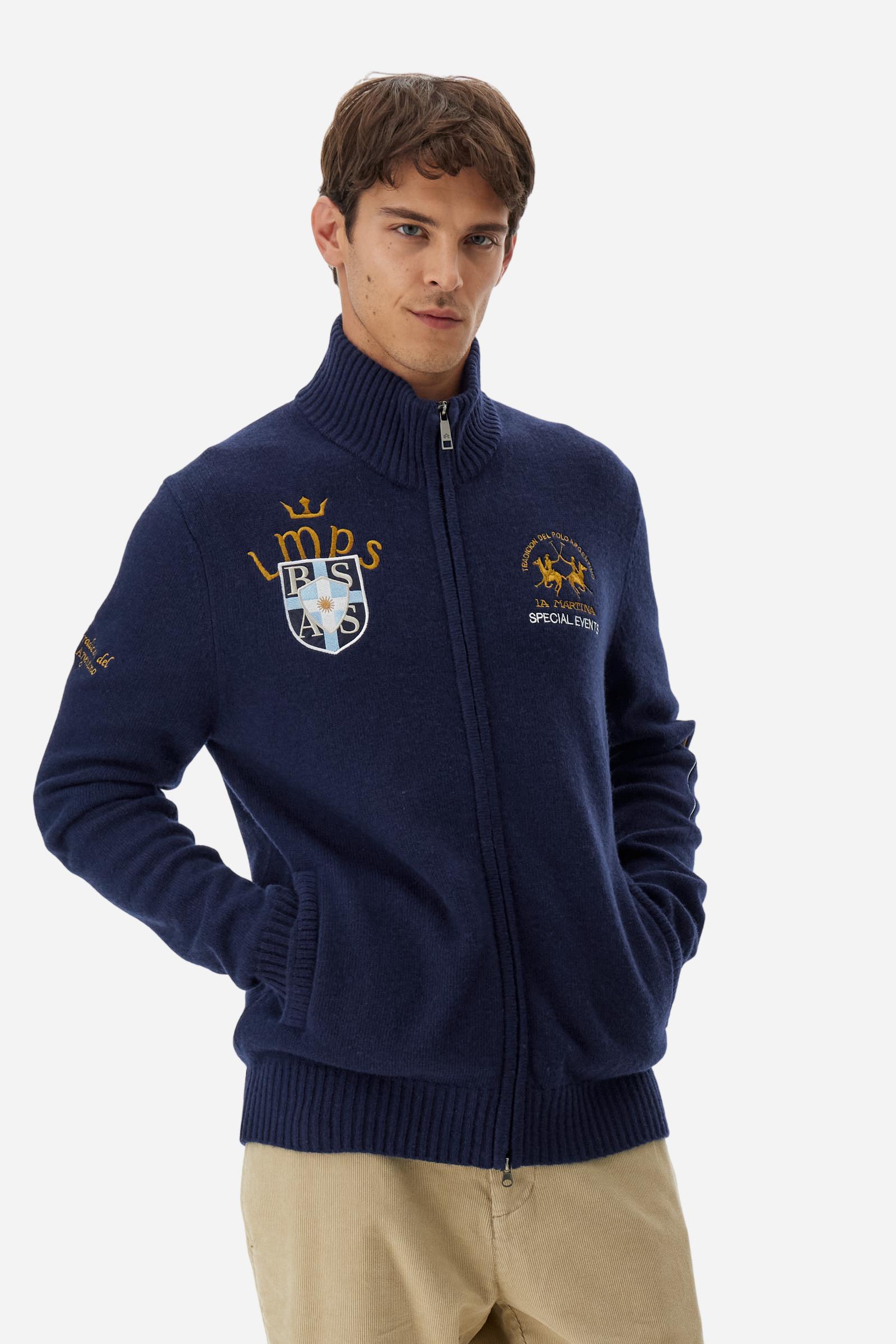 Men's full zip lambswool sweater Polo Player - Barclay | La Martina