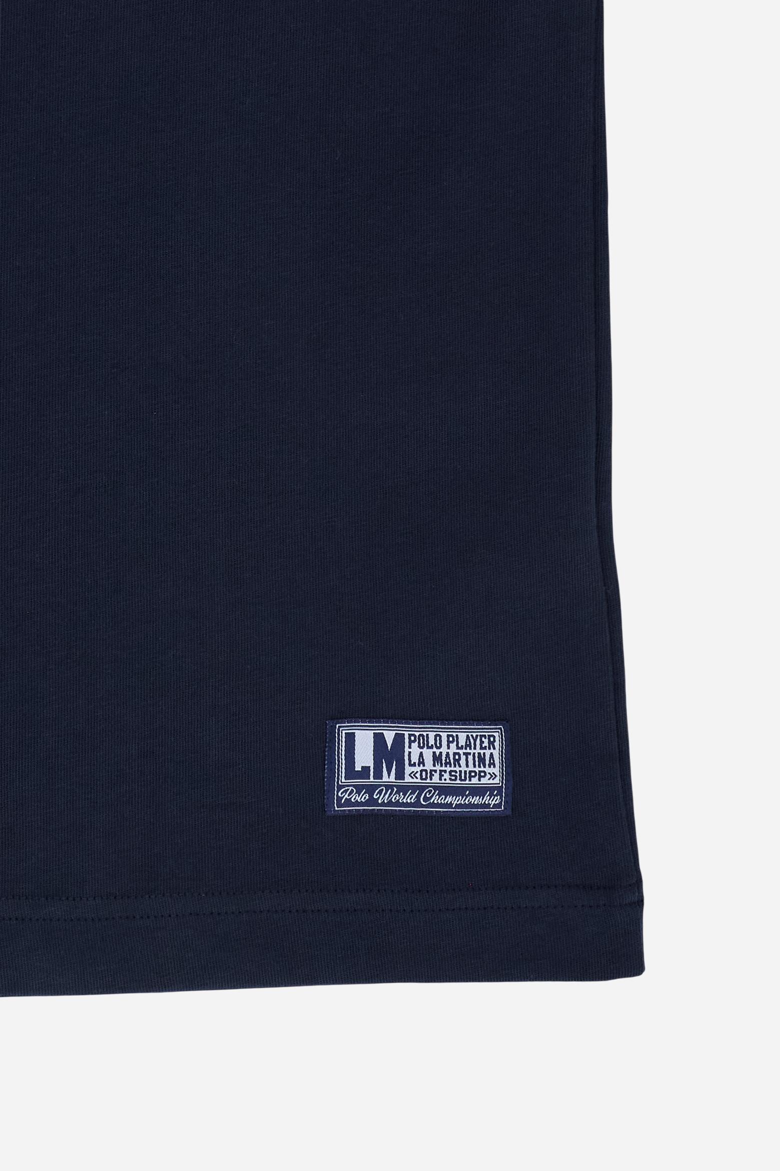 Men’s short-sleeve cotton jersey T-shirt with a contemporary, clean design. Contemporary fit and bold blue graphics inspired by the “Player” theme. - Navy