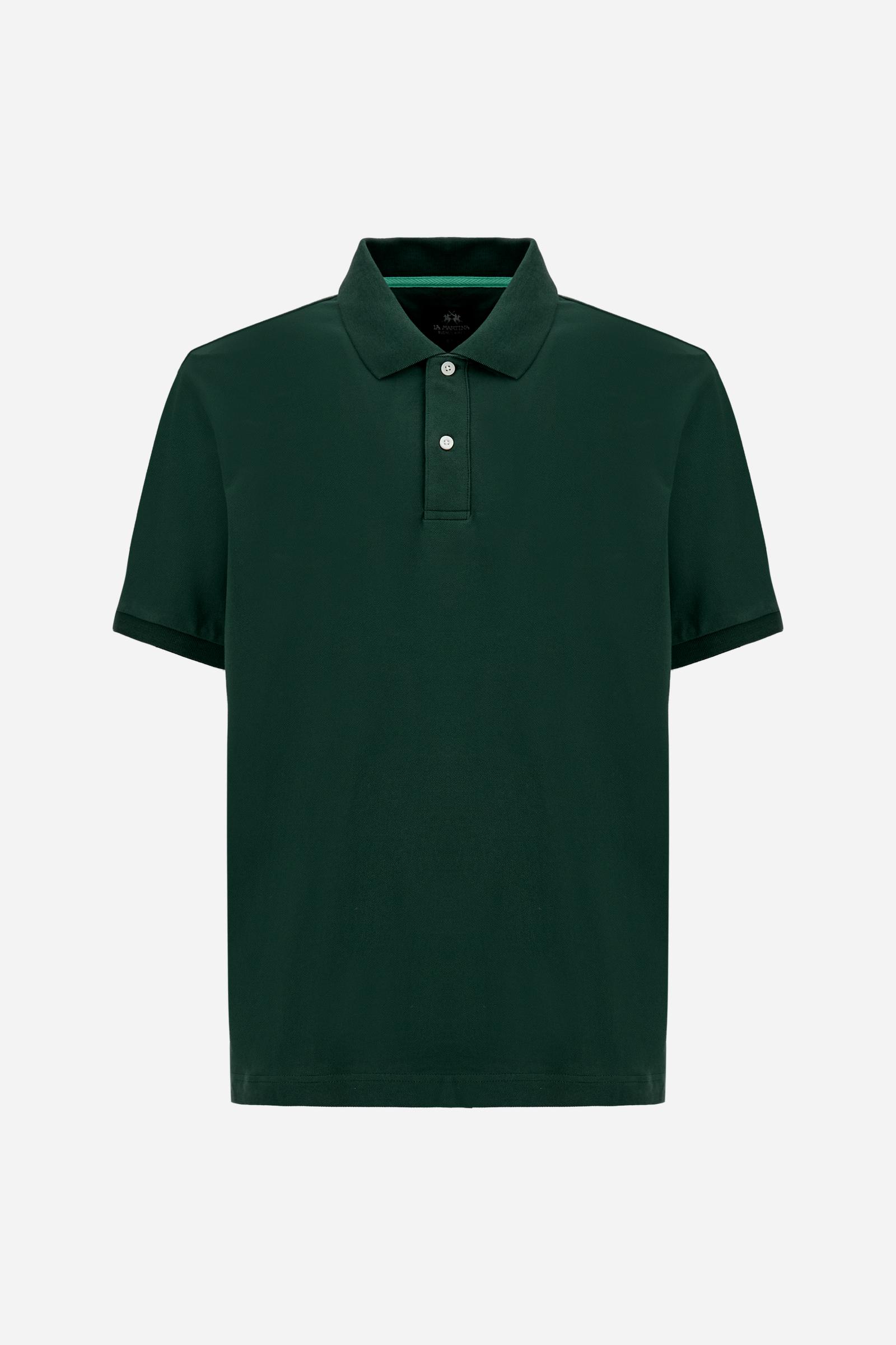 Men’s stretch piqué polo with tricolor logo - Eduardo