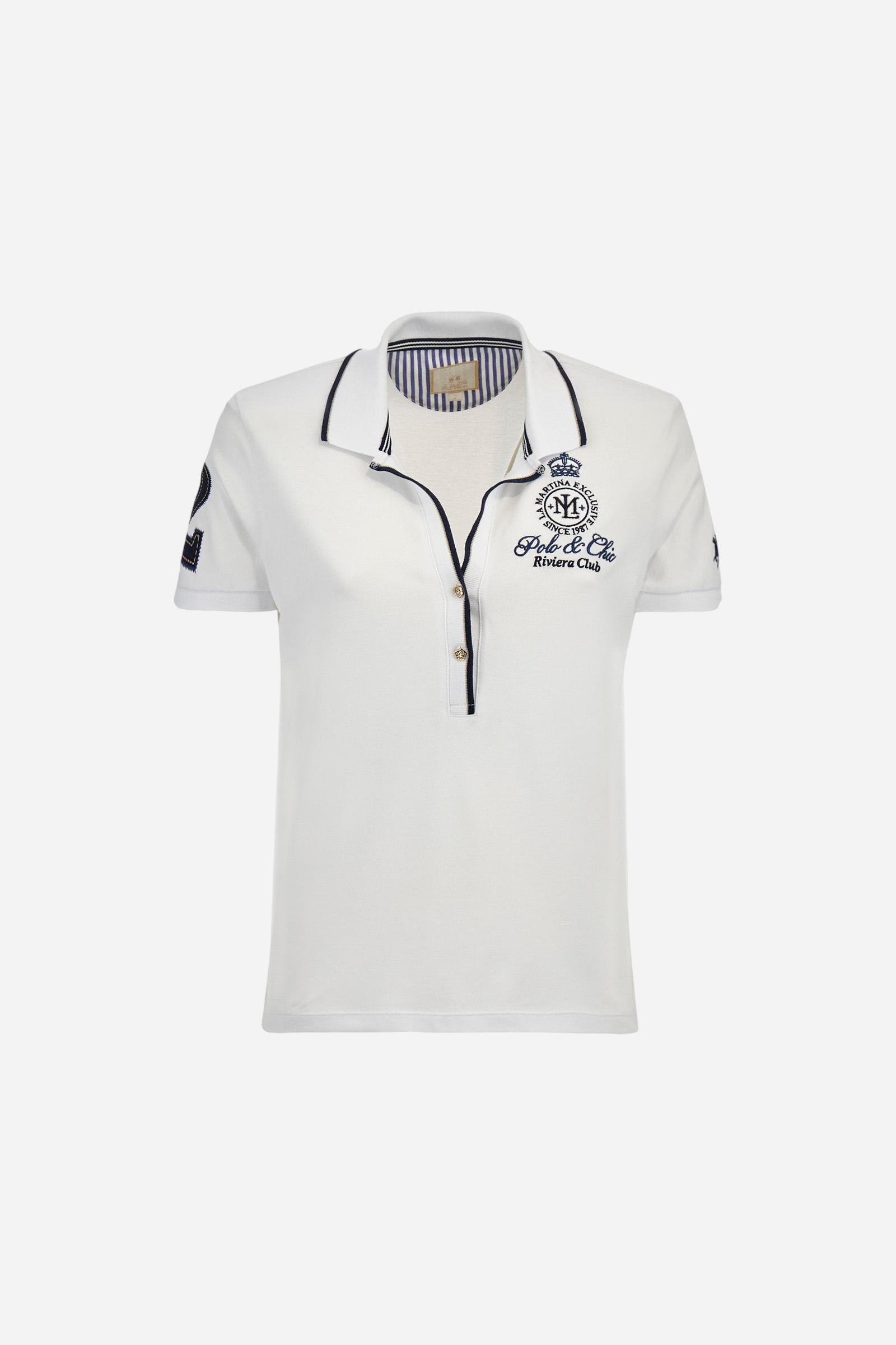 Regular fit polo shirt in stretch cotton pique - Aura