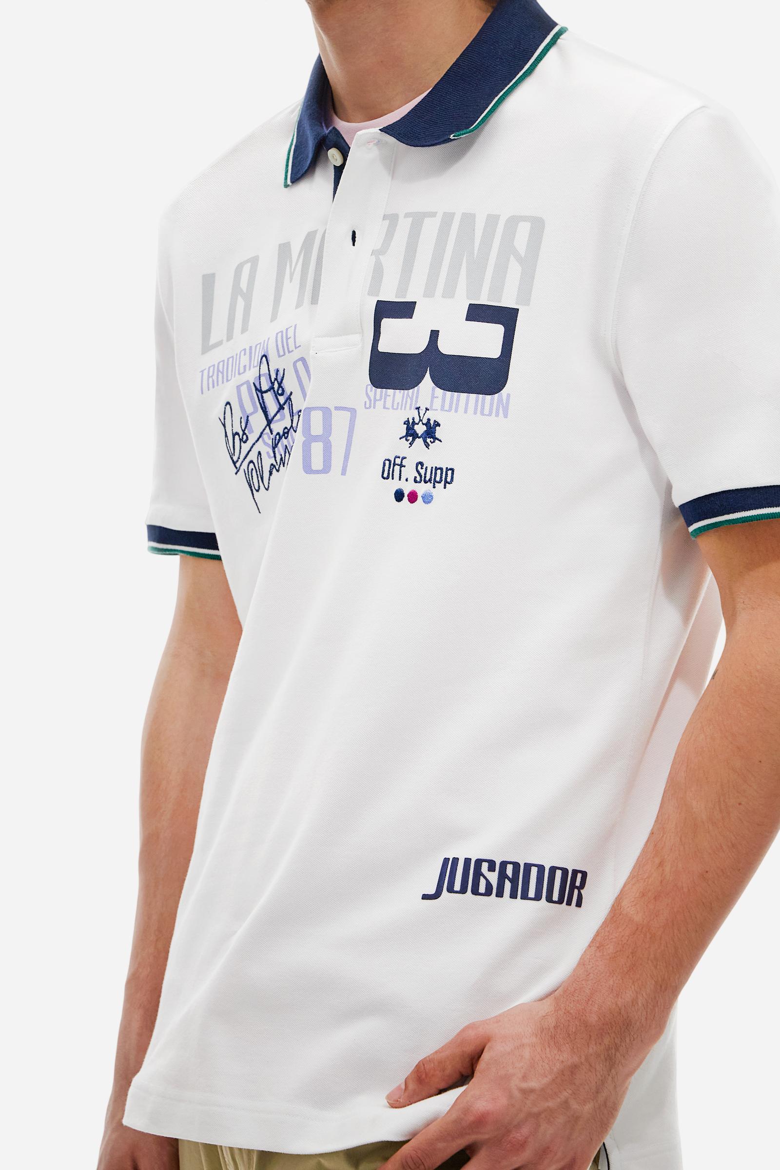 Regular fit polo shirt in stretch cotton piqué - Adelqui