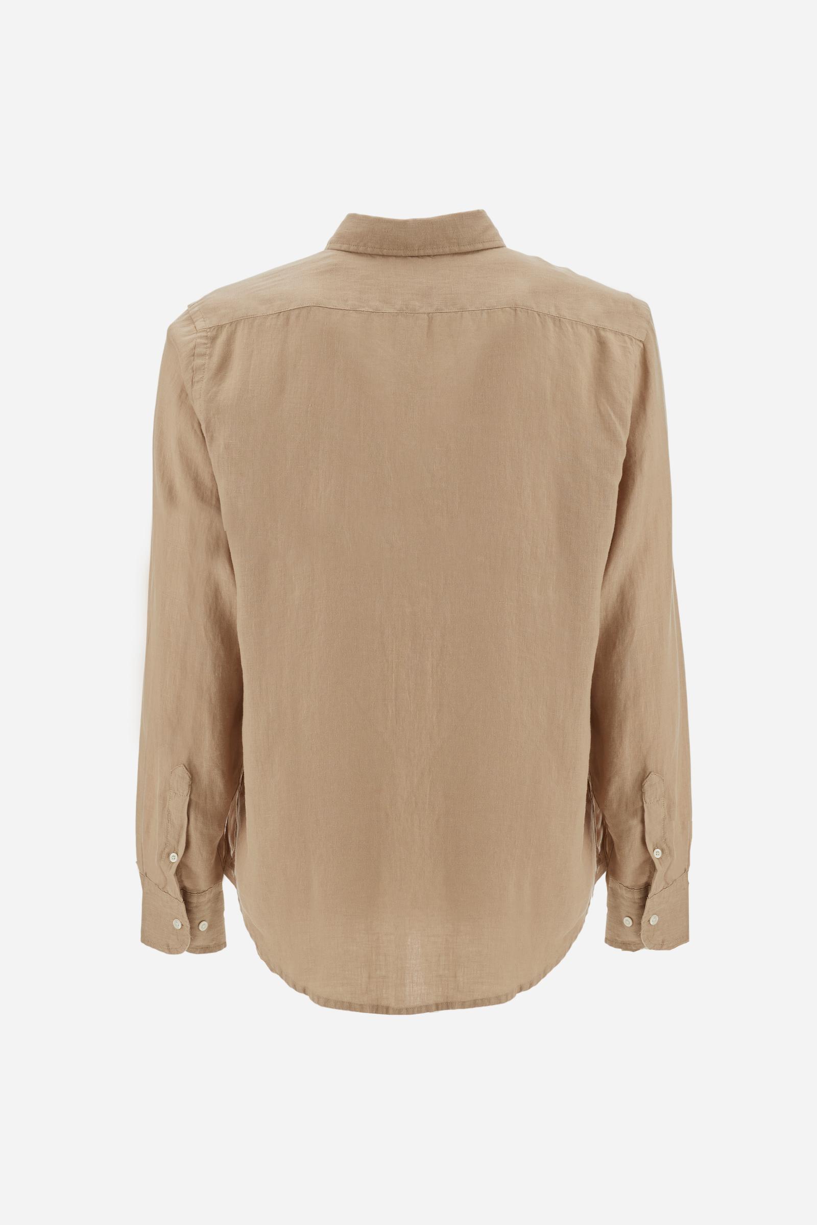 Camisa hombre regular fit en lino teñida en prenda - Innocent