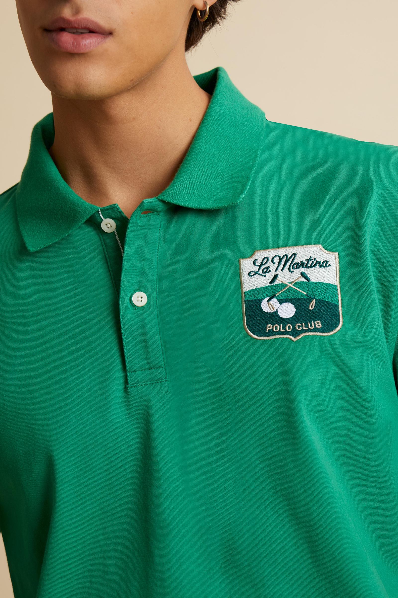 Herren-Baumwoll-Piqué-Poloshirt mit Wappenpatch – Cordell