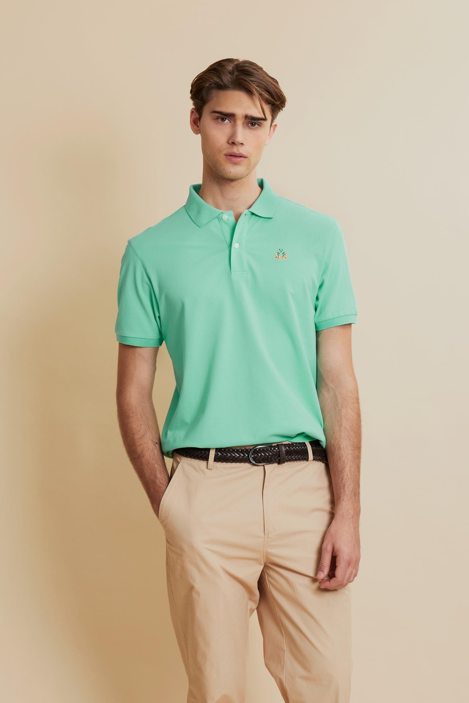 Herren Poloshirt aus Stretch-Piqué mit Trikolore-Logo - Eduardo