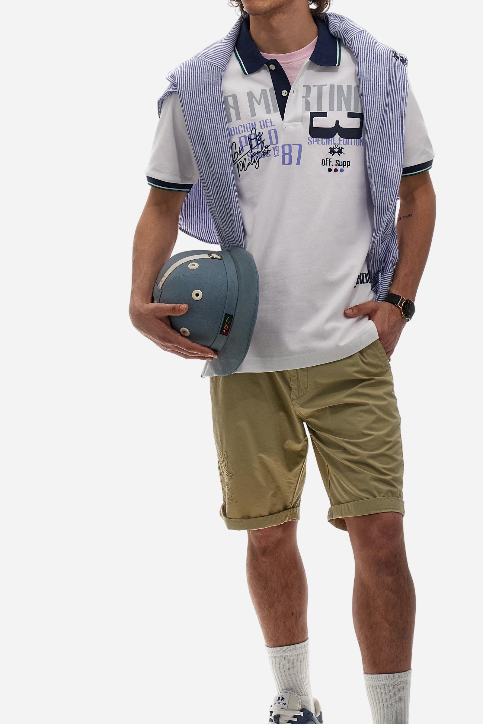 Regular fit polo shirt in stretch cotton piqué - Adelqui