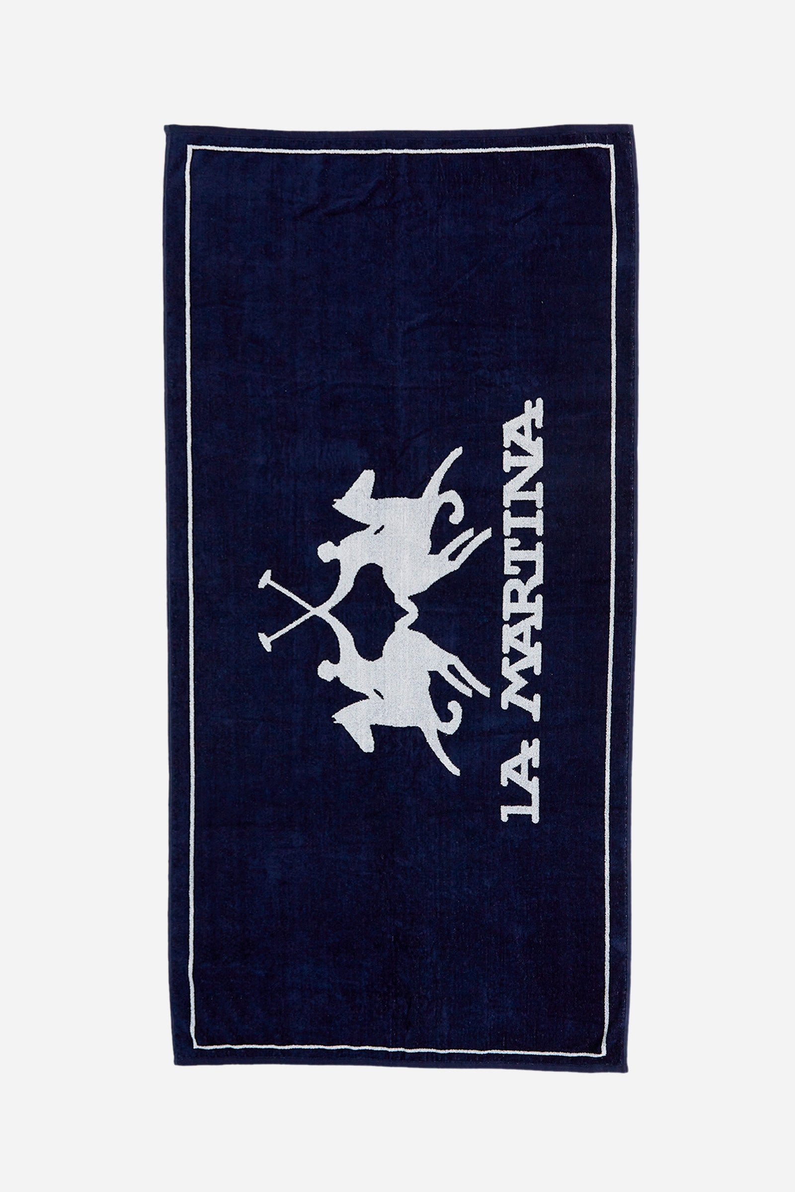 Cotton beach towel - Navy/Optic White