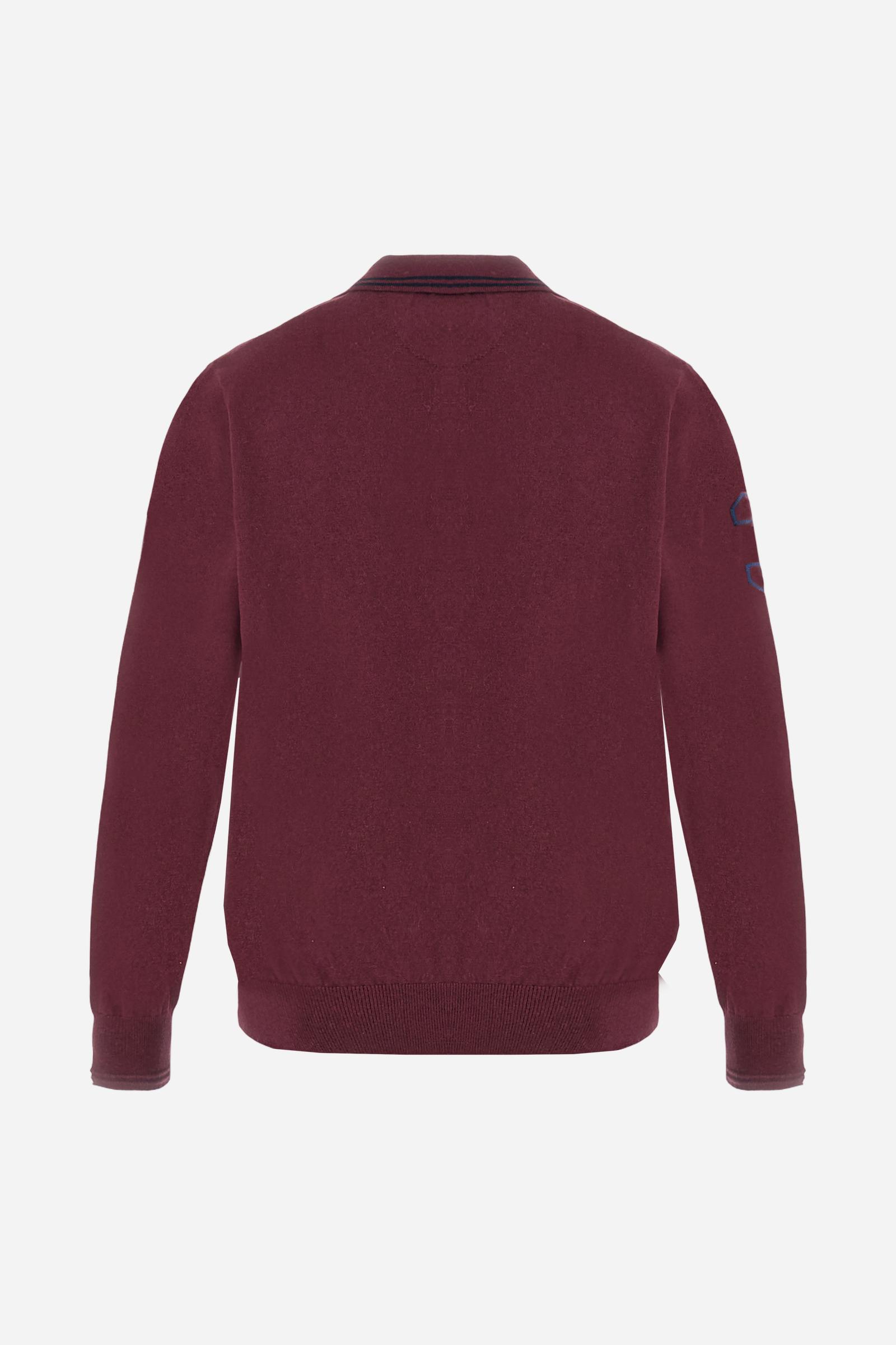 Men’s cotton and wool knit polo with small logo - Brendye