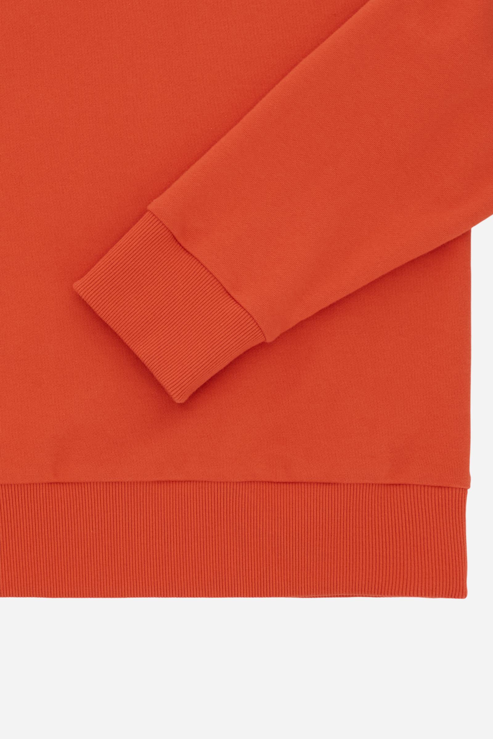 Men's crew-neck sweatshirt in 100% cotton diagonal fleece. Features a ribbed collar, cuffs, and hem, with a modern cut and exclusive maxi 3D embroidered logo. - Flame