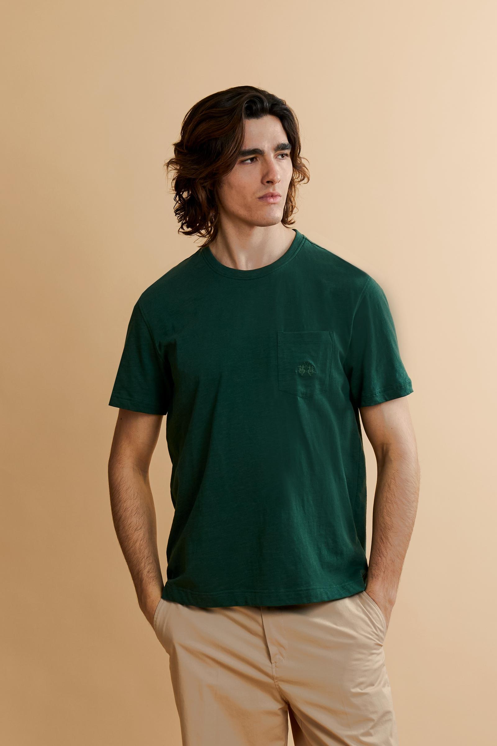 T-shirt homme en jersey flammé avec poche poitrine logo - Tuan